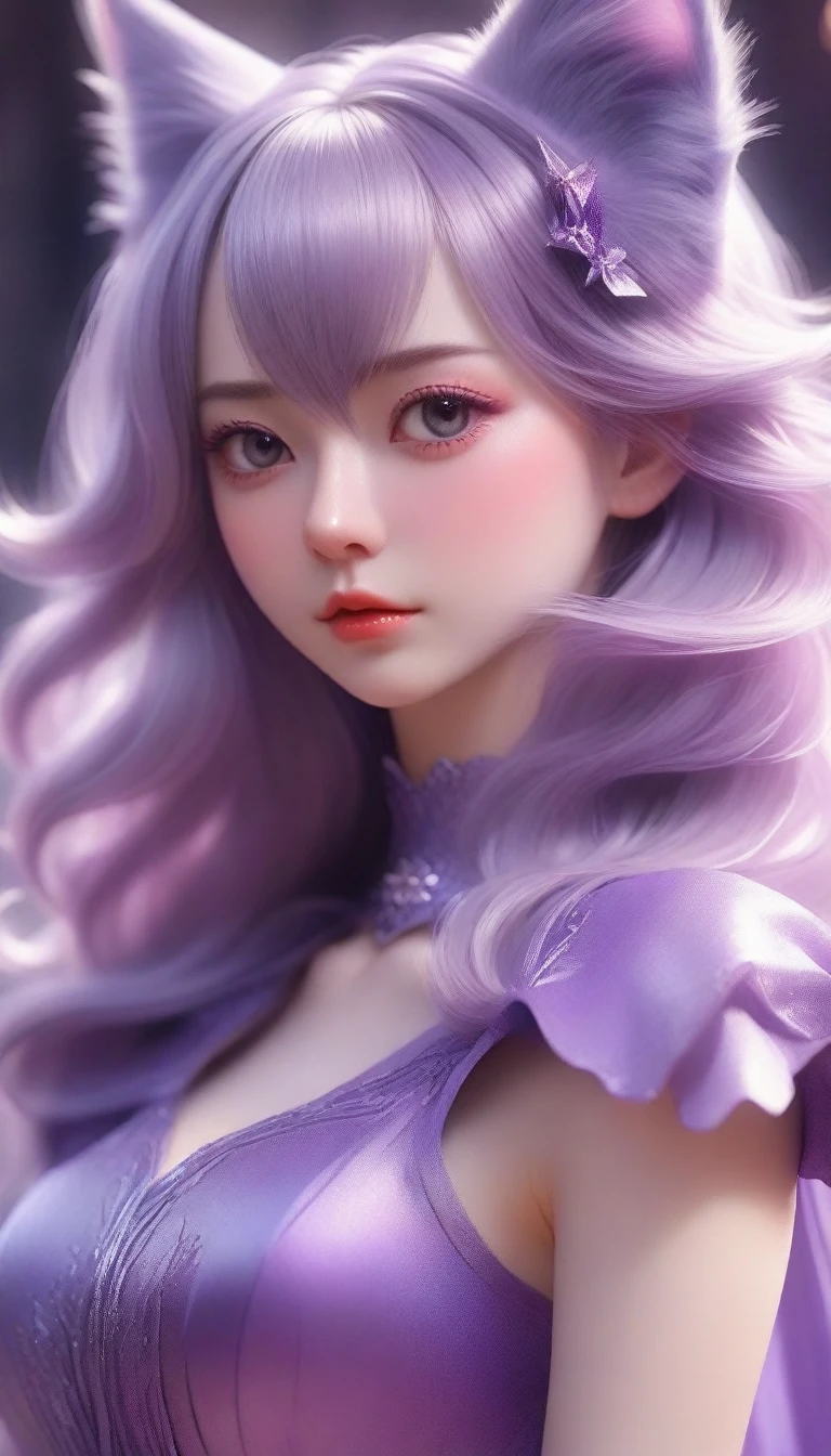a close up of a woman with a cat ears and purple dress, fantasy art style, beautiful fantasy art, 8k high quality detailed art, anime fantasy illustration, beautiful character painting, anime fantasy artwork, extremely detailed artgerm, beautiful digital artwork, digital fantasy art ), fantasy style art, very beautiful fantasy art, style of artgerm, detailed fantasy art
