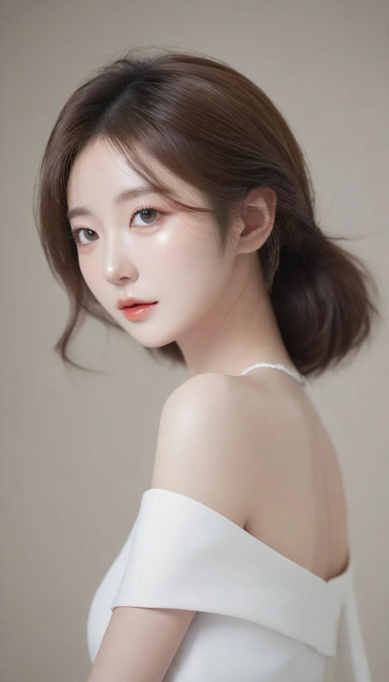 a close up of a woman wearing a white dress and a black purse, beautiful south korean woman, gorgeous young korean woman, korean girl, beautiful young korean woman, gorgeous chinese model, beautiful asian girl, korean woman, lovely woman, chinese girl, a beautiful young woman, cute elegant pose, lovely delicate face, very beautiful girl, young adorable korean face, ulzzang