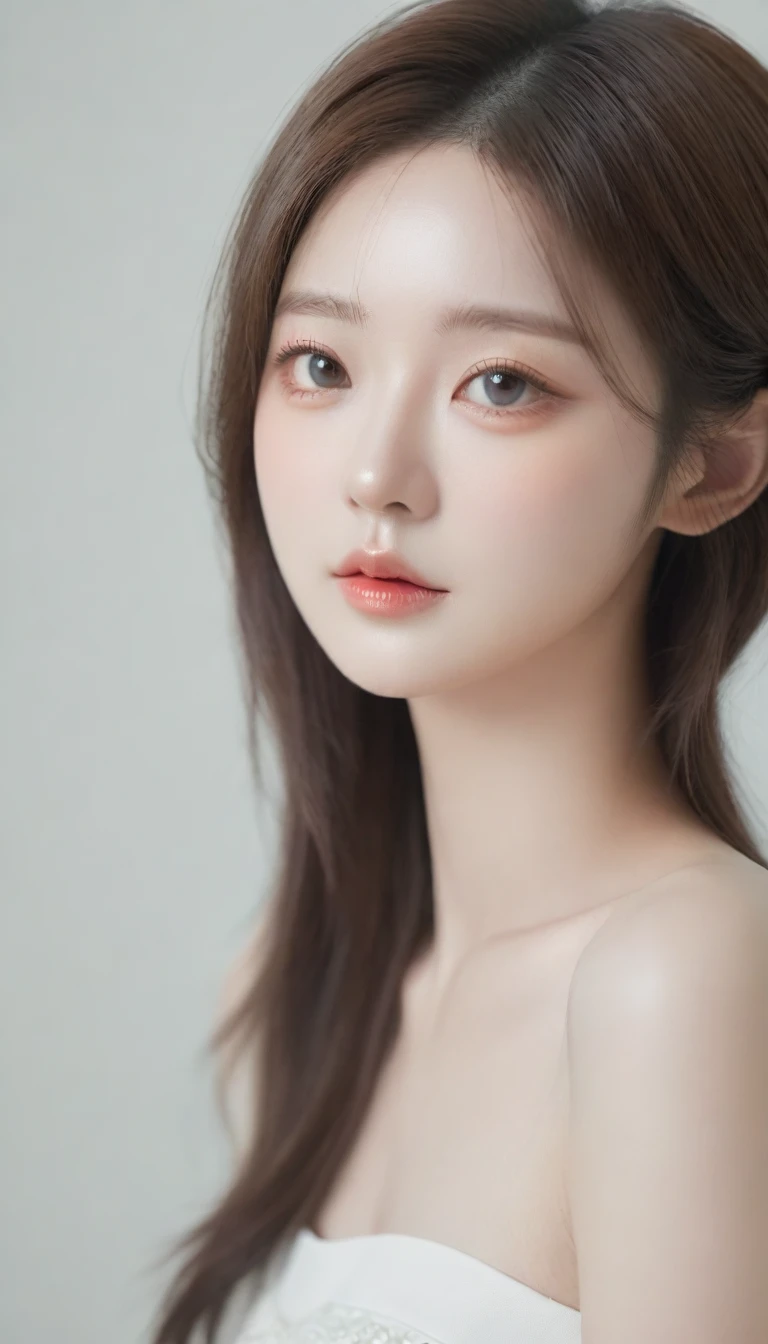 a close up of a woman wearing a white dress and a black purse, beautiful south korean woman, gorgeous young korean woman, korean girl, beautiful young korean woman, gorgeous chinese model, beautiful asian girl, korean woman, lovely woman, chinese girl, a beautiful young woman, cute elegant pose, lovely delicate face, very beautiful girl, young adorable korean face, ulzzang