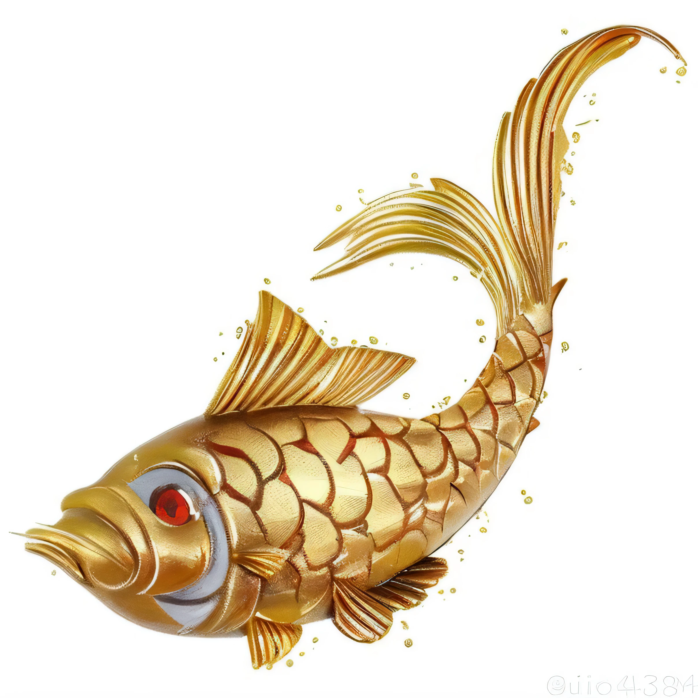 (Best quality), game props, a cute metal carp, cartoon style, transparent background, 4K