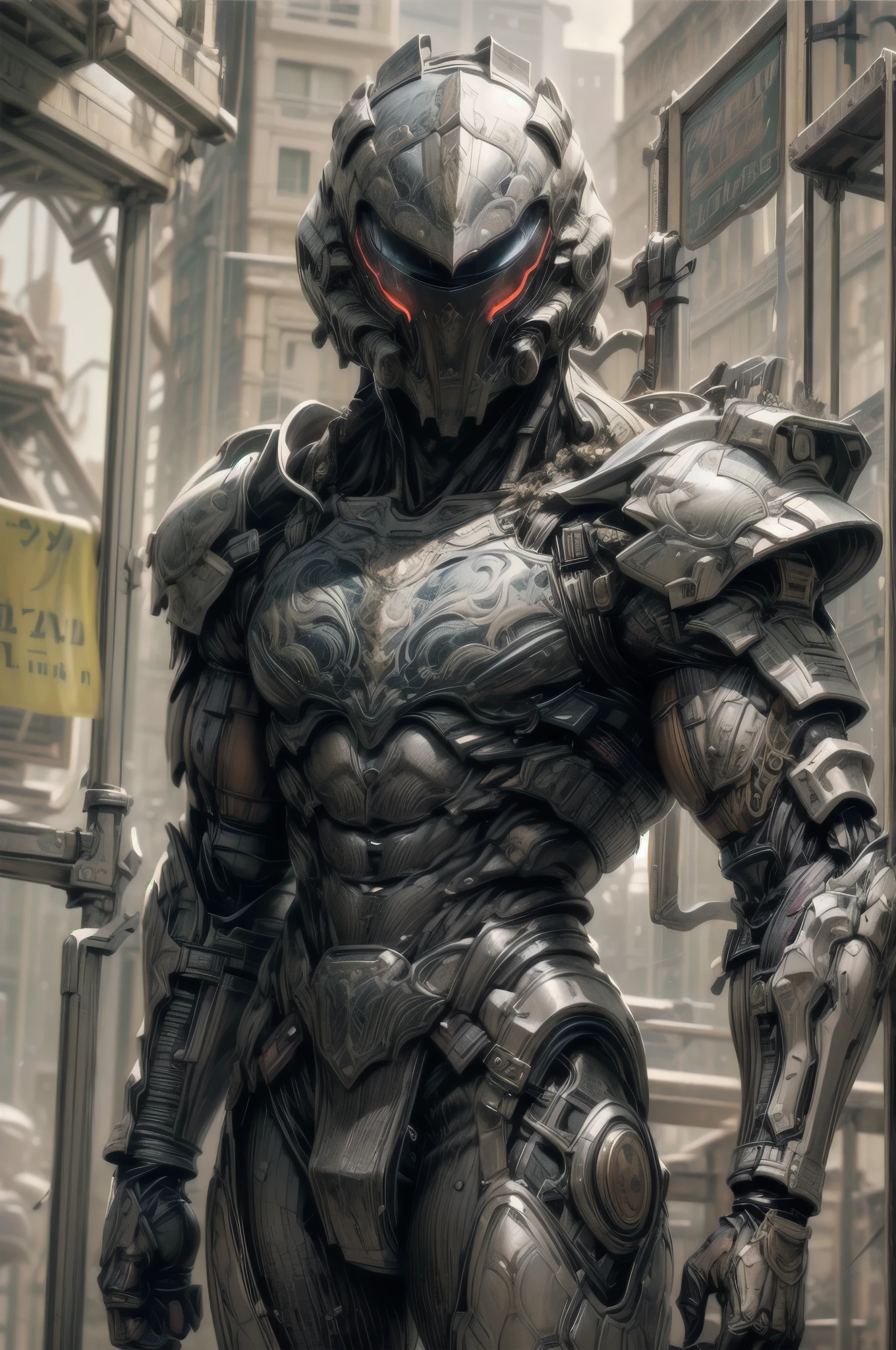 (((epic and visually stunning complex digital anime masterpiece:1.6, elegant decorated tactical military cyborg:1.3, ((gorgeous feminine male physique:1.3, graceful:1.4)) space soldier:1.3))), (((heavily muscled masculine chest:1.4, chiseled abs:1.4, heavily toned:1.4, slim yet muscular:1.3))), (((complex and beautiful:1.3, tactical:1.3, stunning scifi fantasy style:1.5, beautiful scifi style mechanical helmet:1.5, polarized visor:1.5))), (((elegant tactical double breasted trench coat:1.5, sleek exoskeleton:1.3))), (((form fitted armor plating:1.3, super sleek sensually revealing under suit:1.5, waist and thighs exposed:1.5)), ((flamboyant feminine essence:1.4, heavy mechanical gothic aesthetic:1.4)), ((androgynous body build)), (((toned yet heavily muscled gorgeous femboy physique:1.4, gorgeous perfectly defined muscles:1.4, toned sleek mechanical arms and legs:1.4, thick well rounded thighs:1.5, mechanical muscles))), ((((depth of field, cinematic lighting, chromatic aberration, ray tracing, UHD, masterpiece, top of head covered, super detail, high details, high quality, award winning, 8k, highres)))):1.6, (((dieselpunk, decopunk, artificial muscle))):1.6, (((beautifully engraved artdeco scifi style design:1.4, red and white armor:1.4)))