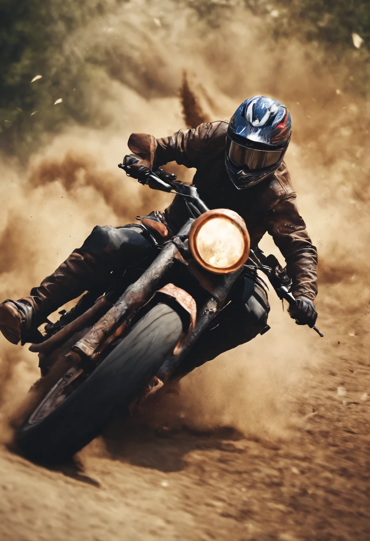 motorcycle, Drive at high speeds, rider, Violent style, The engine roars, Tire friction, track, dusty, passionate, sports