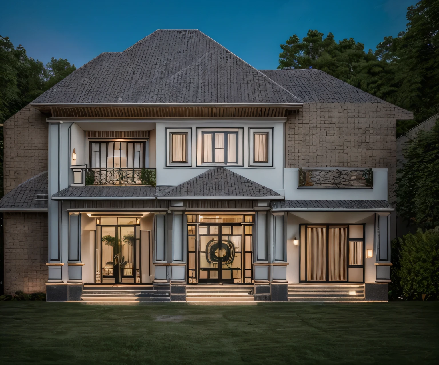 (Townhouse in city ,close houses and trees), (indochine style architecture) daylight ( best quality) ((high solution)) ,(( photo realistic)) ,warm light,  soft lighting, warm atmosphere,high Resolution, hyper detailed,4k ,vray render, octane render, hyper realistic, photography expert ,exterior design , professional photography, exterior photography,wide-angle shot , ultra detail , high Resolution , full frame, full body