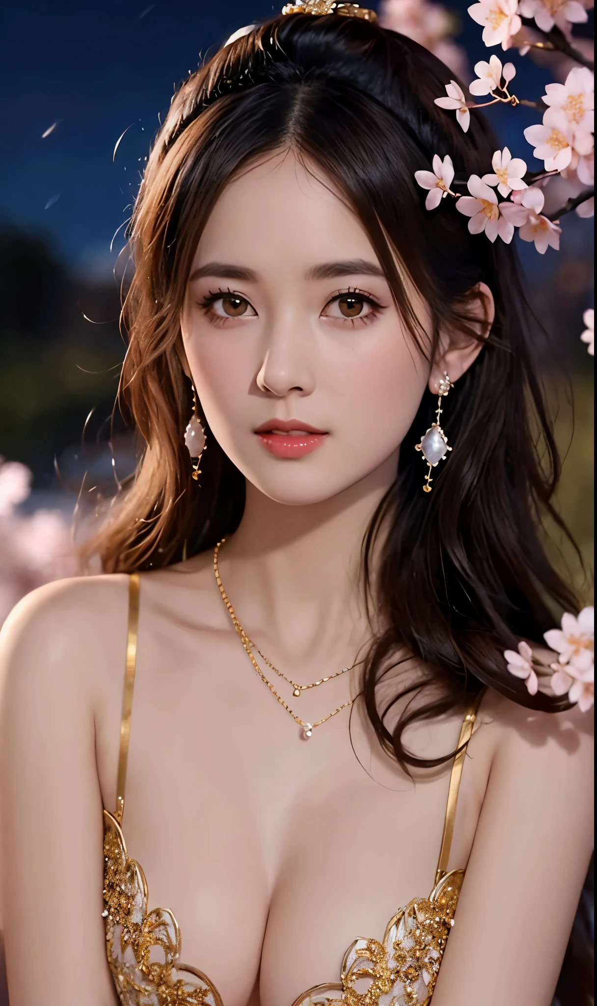 (,1girl, pov,best quality,masterpiece,  ) ,(((,night,  cherry blossoms, )))     ultra realistic 8k cg, flawless, clean, masterpiece, professional artwork, famous artwork, cinematic lighting, cinematic bloom, perfect face, beautiful face, fantasy, dreamlike, unreal, science fiction, luxury, jewelry, diamond, gold, pearl, gem, sapphire, ruby, emerald, intricate detail, delicate pattern, charming, alluring, seductive, erotic, enchanting, hair ornament, necklace, earrings, bracelet, armlet,halo,autumn leaves,