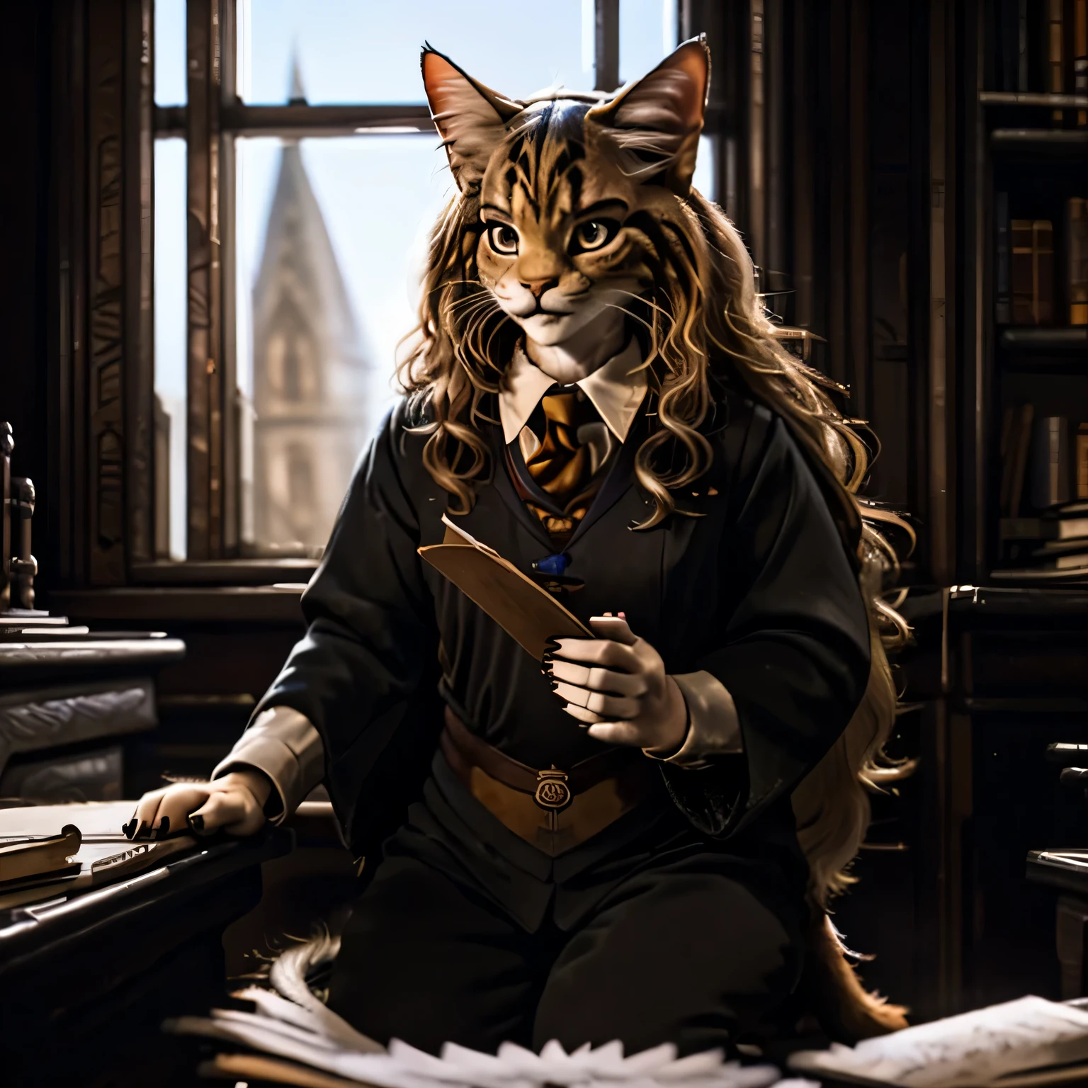 ((super high quality)), ((master piece)), hermione granger cat, turned into a cat, ((Only cat ears)), ((there's a cat there'tail behind)) (brown haired woman, long hair), (beautiful cute face), (Beautiful woman's lips), attractive, (cat nose), ((incredible look)), looking at camera, eyes slightly closed, ((brown skin color)), body glare, ((detailed beautiful woman eyes)), ((dark brown eyes)), (juicy woman lips), (beautiful woman's hands), ((perfect woman statue)), perfect woman's body, beautiful waist, black nails, nice big thighs, beautiful breasts, ((delicate and beautiful)), has a fascinating value, (hogwarts , gryffindor), background: inside inside hogwarts, woman'toilet((Depth of the bounds written)), ((High quality and clear images)), (vivid details), ((very detailed)), realistic, Professional photography session, ((clear focus)), anime, NSFW
