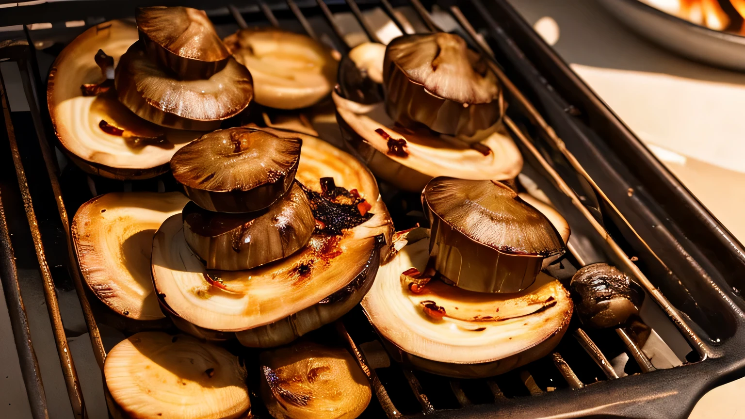 Charcoal-grilled mushrooms