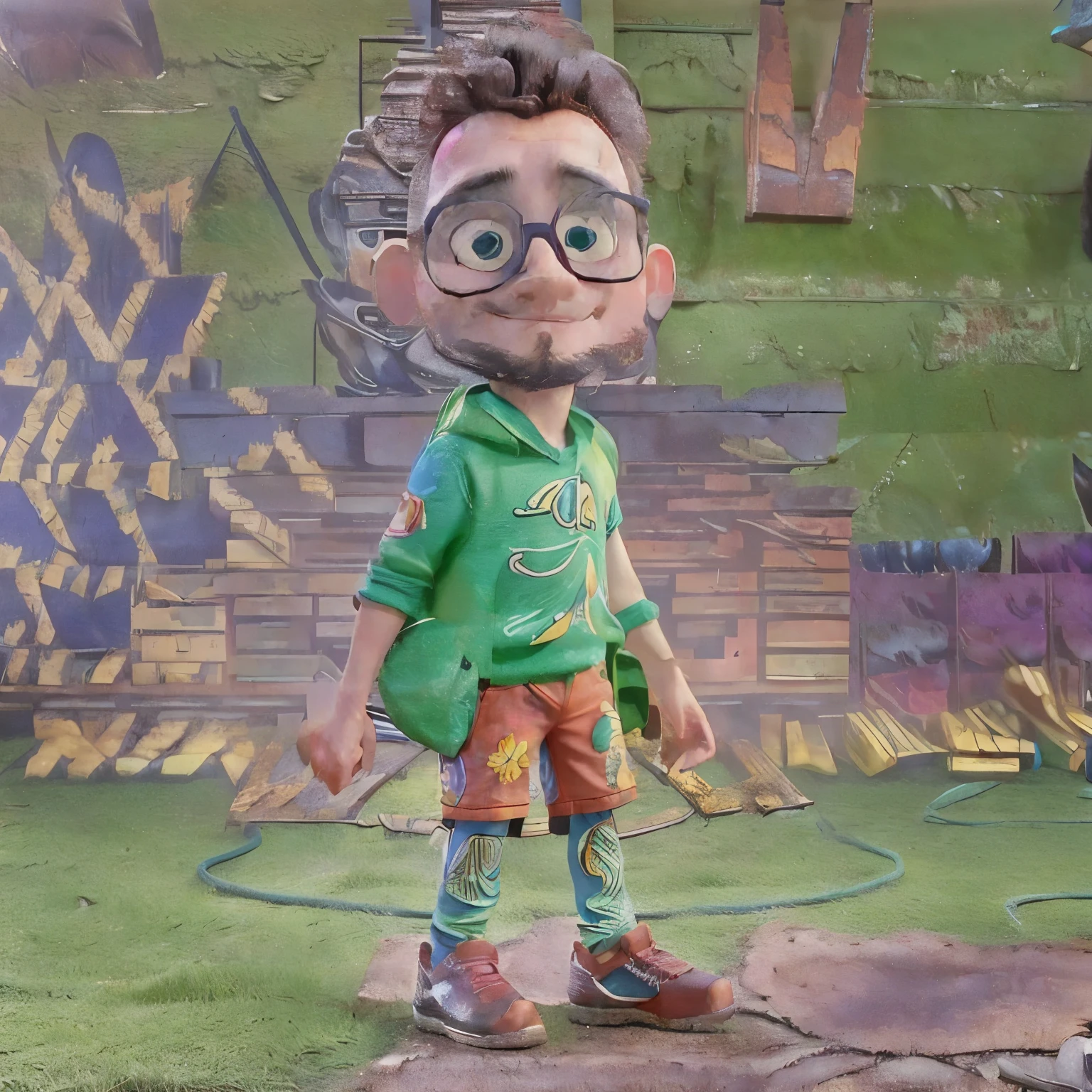 GelsonJunior personagem da pixar, alta qualidade, corpo alto, cores vividas, com oculos