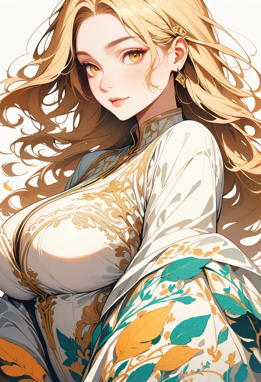 best quality, masterpiece, Big breasts部, (Big breasts), Delicate skin texture, Detailed cloth texture, Detailed face, Super details, 8K, intricate details, 1 girl, 30 years old, high contrast, High resolution eyes, Blonde