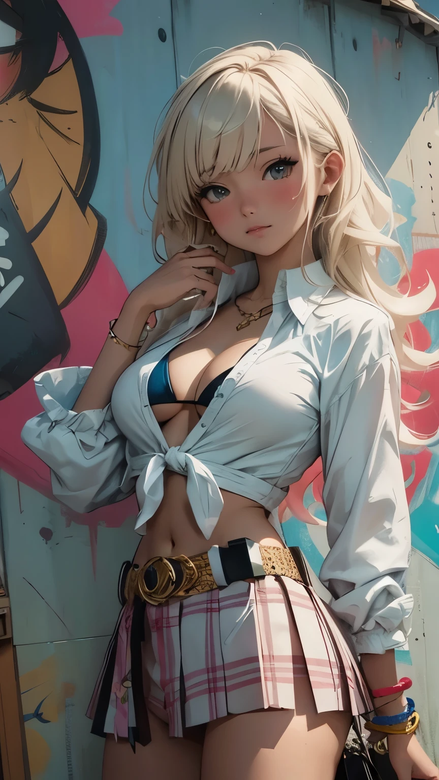 colorful micro bikini、anime girl、sleepy look