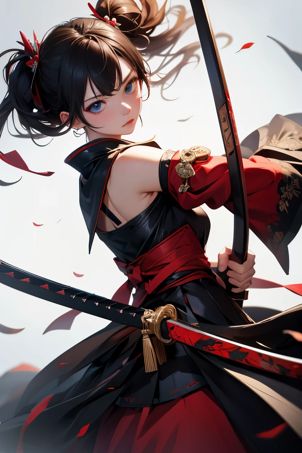 highest quality、masterpiece、highest resolution、female、seppuku、full of blood