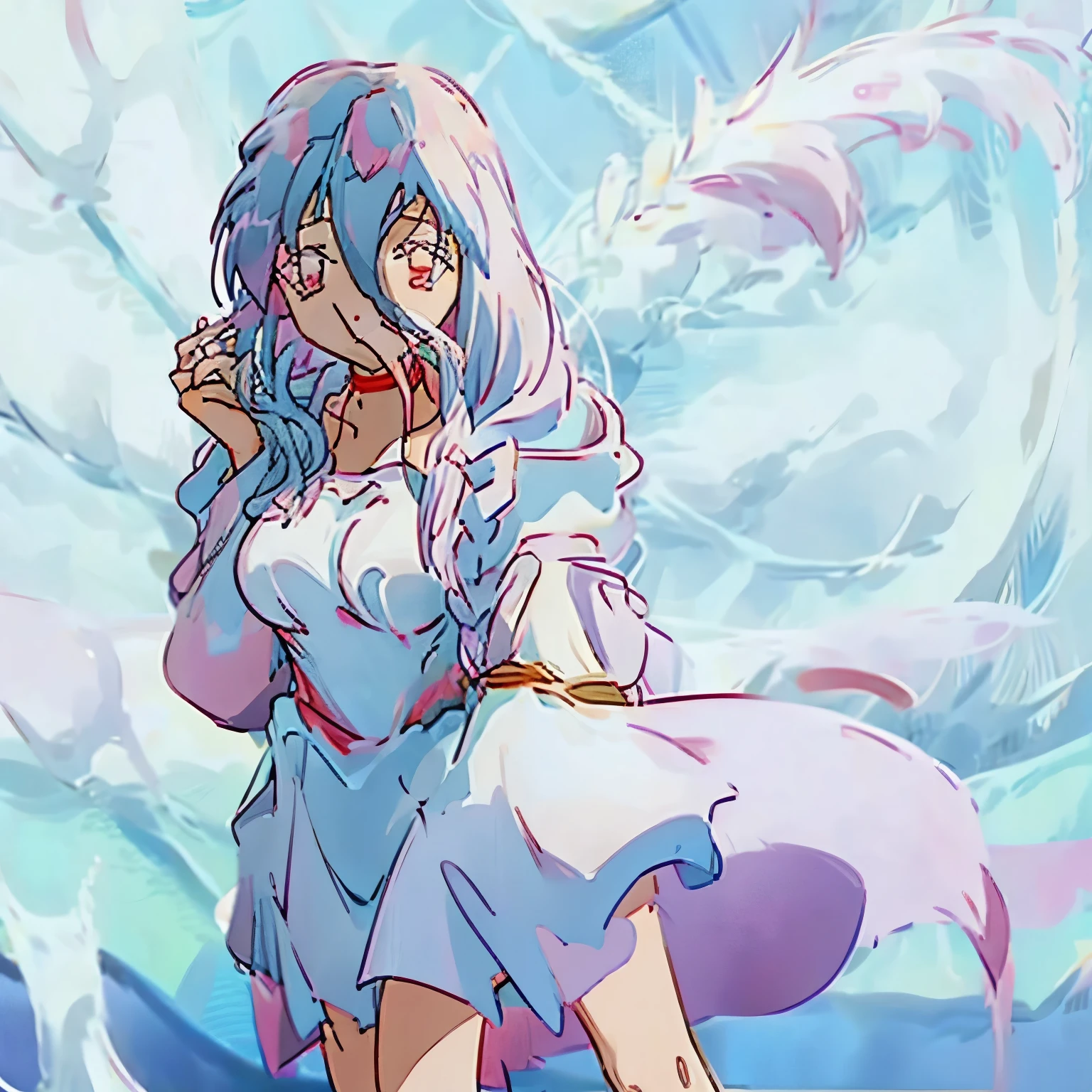 Create character Shiraori from the anime I am a spider and that,dibujada en estilo de dibujo del anime Inuyasha, cabello largo,piel blanca palida.