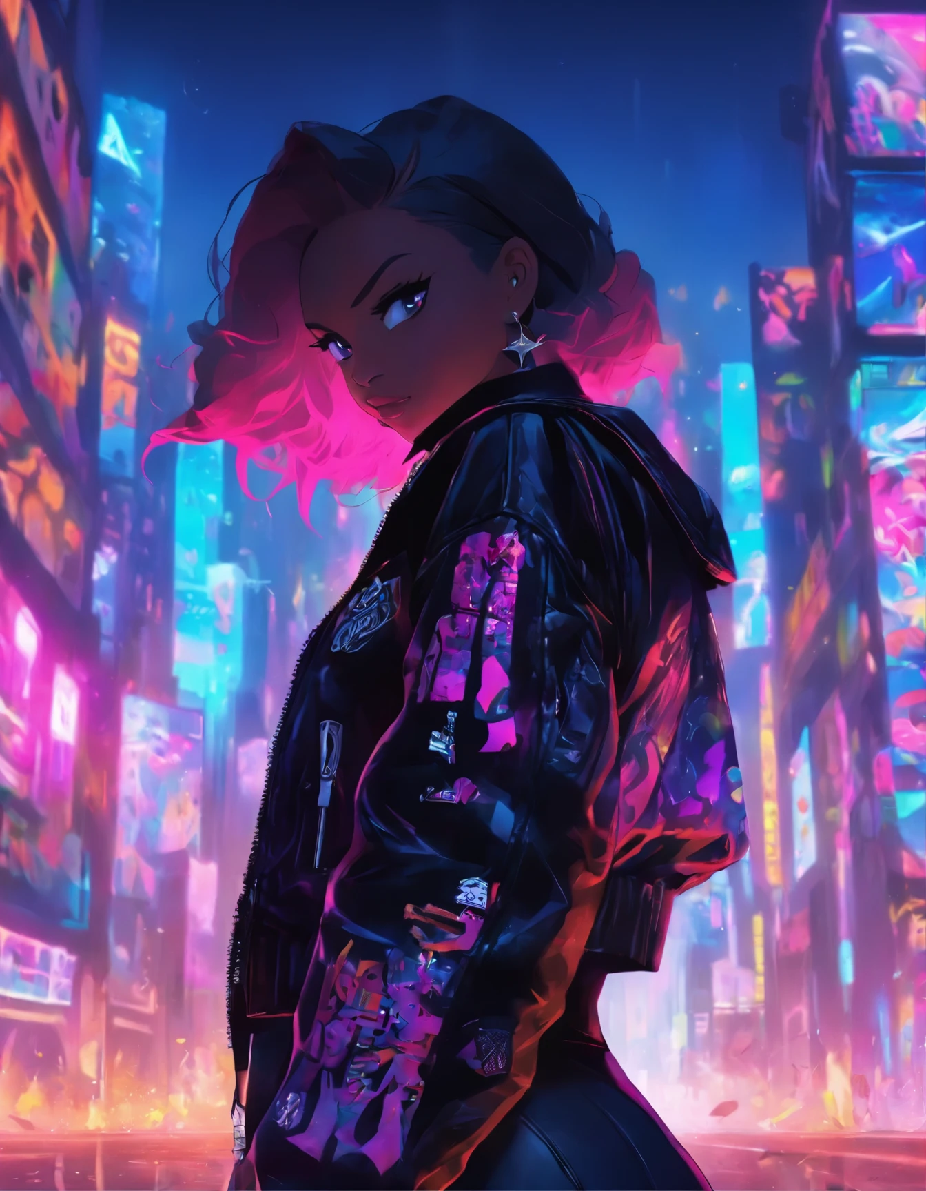 a woman in black leather pants and a black jacket standing in a park, wearing black tight clothing, thick, tight outfit, thick thigs, thicc, she is wearing streetwear, she wears leather jacket, she wears a jacket, leather, 🍂 cute, black jacket | shiny, dressed all in black, black outfit, black leather, inspo, thick dark hair