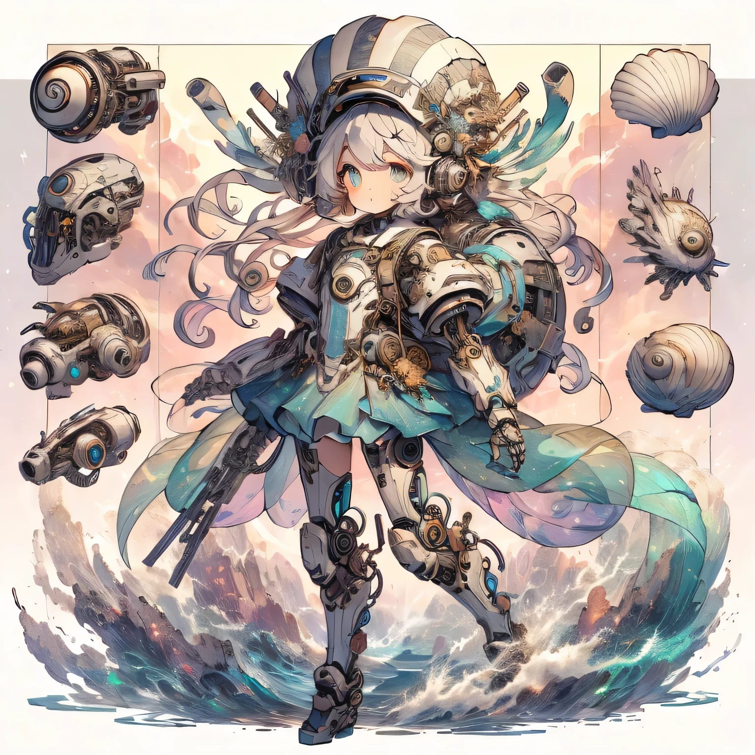 Anime girl looking at camera with a bell and cat motif on her back, beautiful eyes, trending on artstation pixiv, mechanized valkyrie girl, anime fantasy illustration, mechanical aesthetics, Kushat Kents, mechanized soldier girl, anime fantasy artwork, anime mecha aesthetics, Gweizart Station pixiv, detailed anime character art, anime style 4k, anime illustration