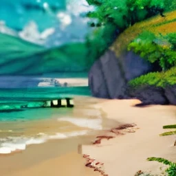 x , 8-bit pixel art beach