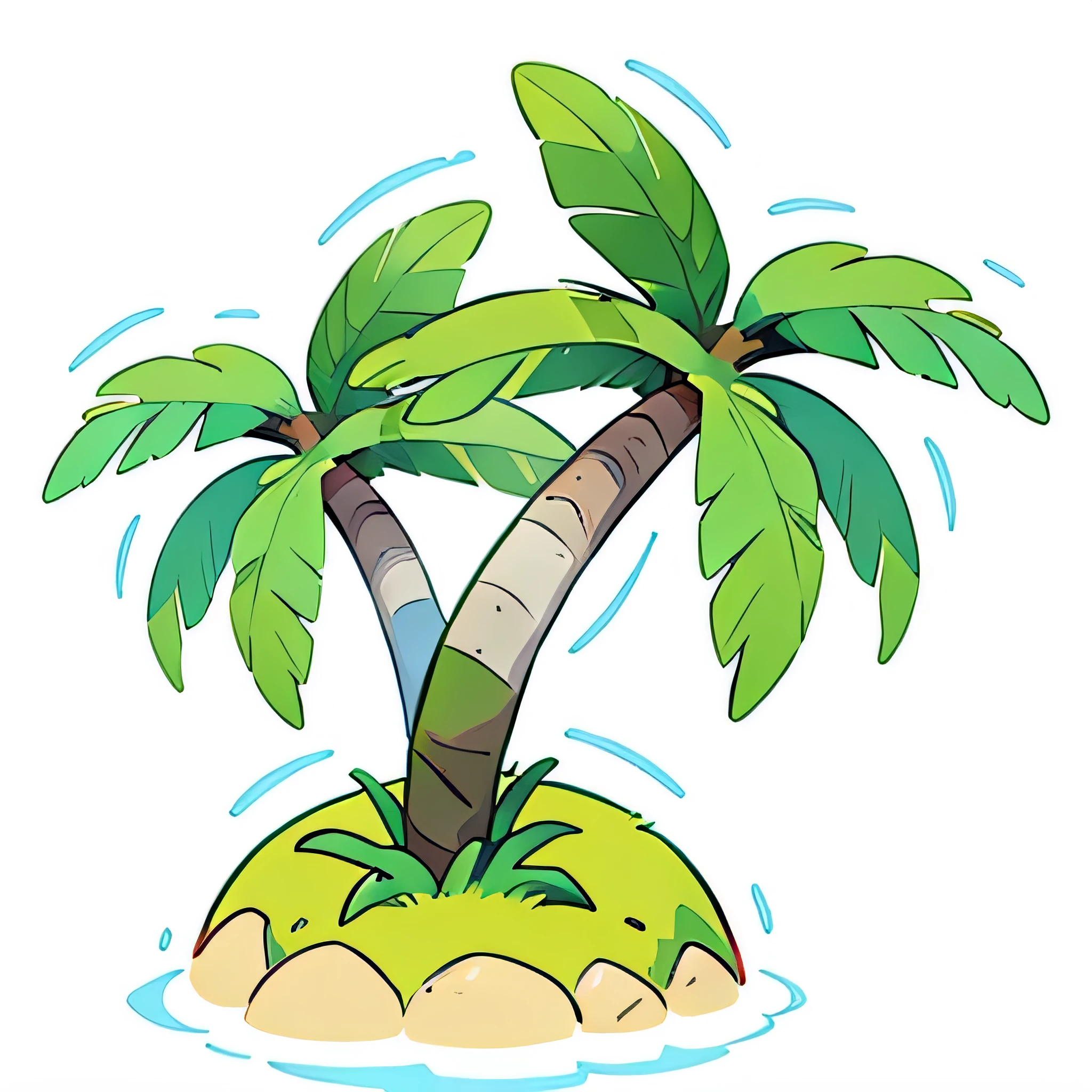 Palm tree, tropical, coconut tree,coconut palm,Cartoon vector graphics,Simple,Simple,concise