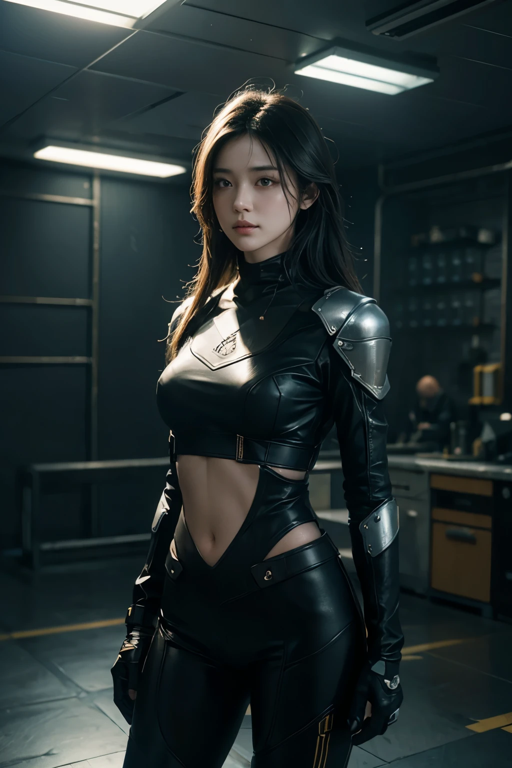 ((best qualtiy)), ((tmasterpiece)), (the detail:1.4), 3D, A beautiful cyberpunk female image,HDR(HighDynamicRange),Ray traching,NVIDIA RTX,Super-Resolution,Unreal 5,Subsurface scattering、PBR Texture、post-proces、Anisotropy Filtering、depth of fieldaximum definition and sharpnesany-Layer Textures、Albedo e mapas Speculares、Surface Coloring、Accurate simulation of light-material interactions、perfectly proportions、Octane Render、Two-colored light、largeaperture、Low ISO、White balance、the rule of thirds、8K RAW、Beth