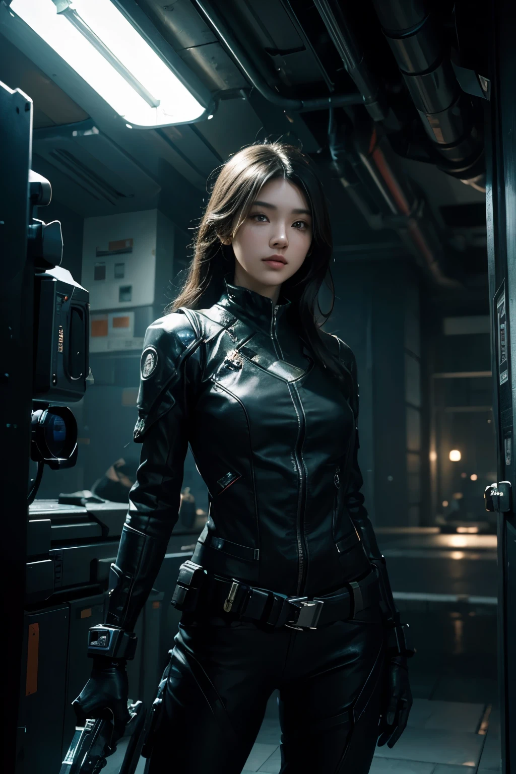 ((best qualtiy)), ((tmasterpiece)), (the detail:1.4), 3D, A beautiful cyberpunk female image,HDR（HighDynamicRange）,Ray traching,NVIDIA RTX,Super-Resolution,Unreal 5,Subsurface scattering、PBR Texture、post-proces、Anisotropy Filtering、depth of fieldaximum definition and sharpnesany-Layer Textures、Albedo e mapas Speculares、Surface Coloring、Accurate simulation of light-material interactions、perfectly proportions、Octane Render、Two-colored light、largeaperture、Low ISO、White balance、the rule of thirds、8K RAW、Beth