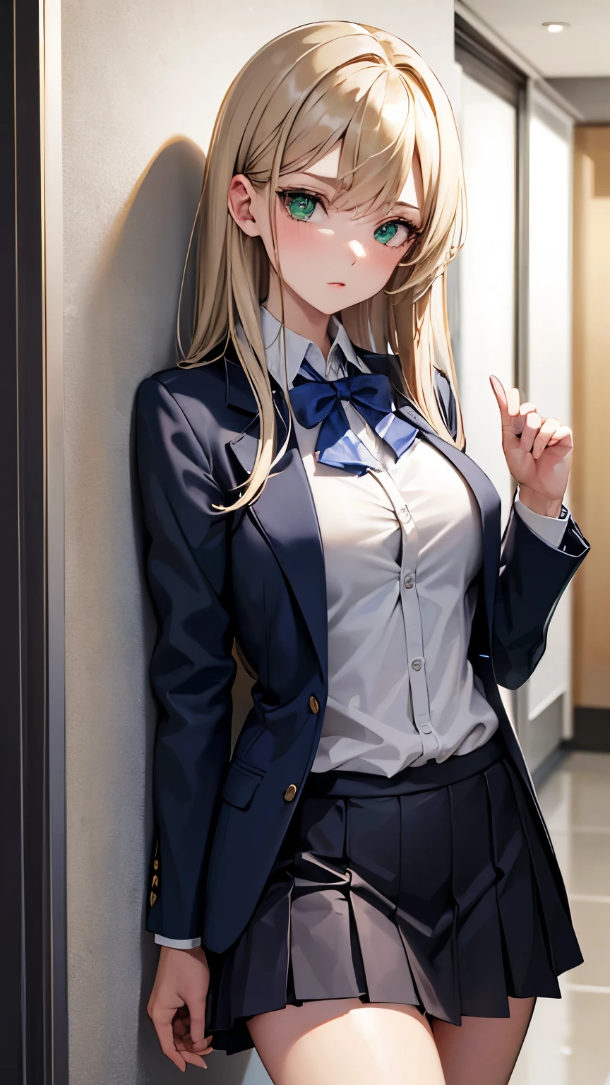 black necktie, Long sleeves, Pleated skirt, School uniform, Shirt, Skirt, sleeves rolled up, White shirt,