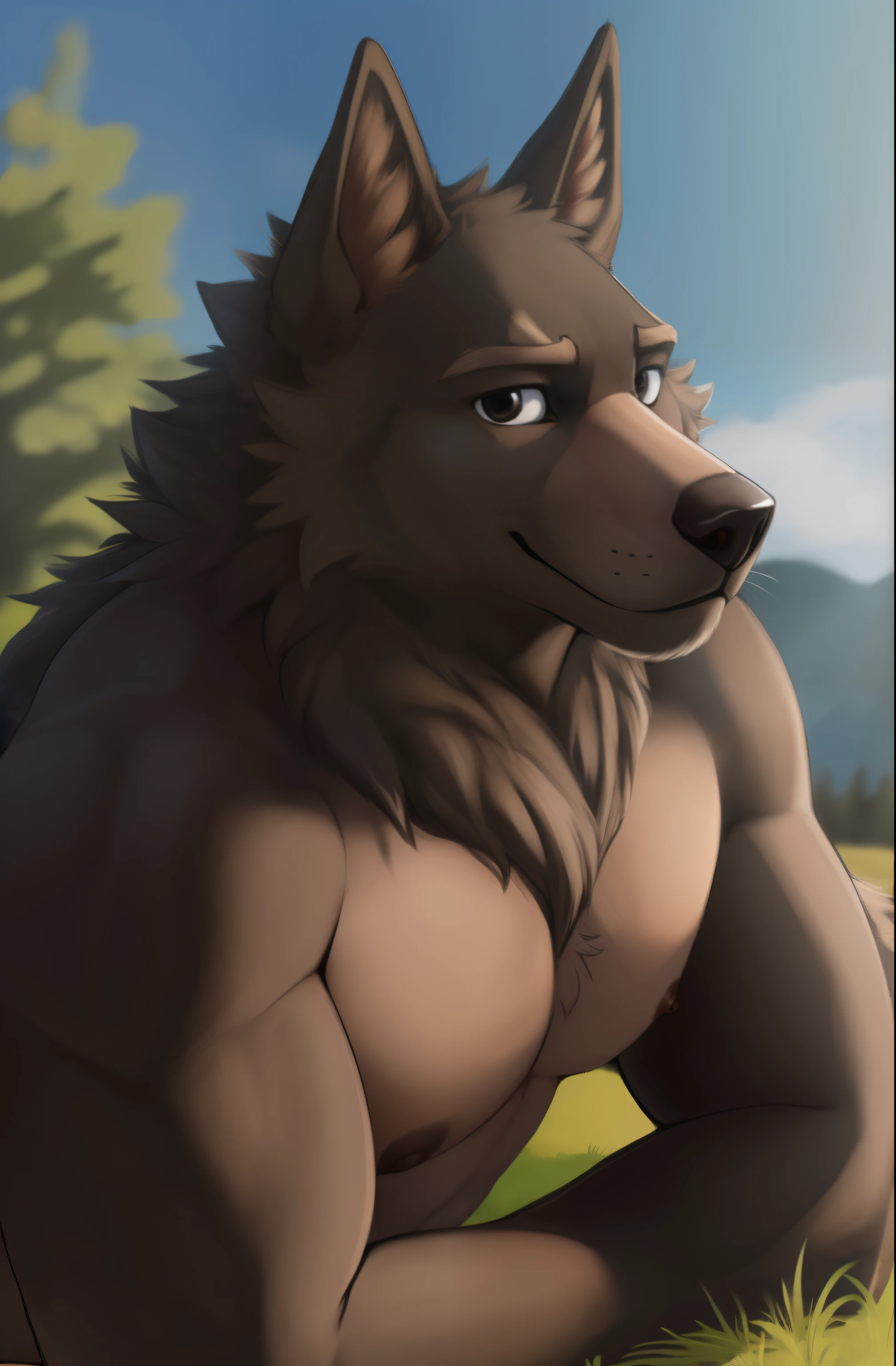 Lyall, male, muscular, tail, wolf tail, (outside:1.3), (posing:1.3), (soft shading), 4K, it&#39;s empty here, ((detailed face, (detailed eyes:1.0), detailed)), (whole body), от zackary911, from Sausch, (for dating:0.5), I look at the viewer, male focus, lying, black eyes, Thick eyebrows, flat color, muzzle, full body, nipples, 