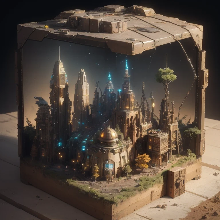 6598年Mars realistic model, (bifurcation, original photo, best quality, masterpiece:1.4),SteampunkCyberpunk6820 City,(CyberpunkMars light:1.3), Mars (related to land),(in a small nature box:1.3),Isometric, small nature, landscape on foundation,landscape,