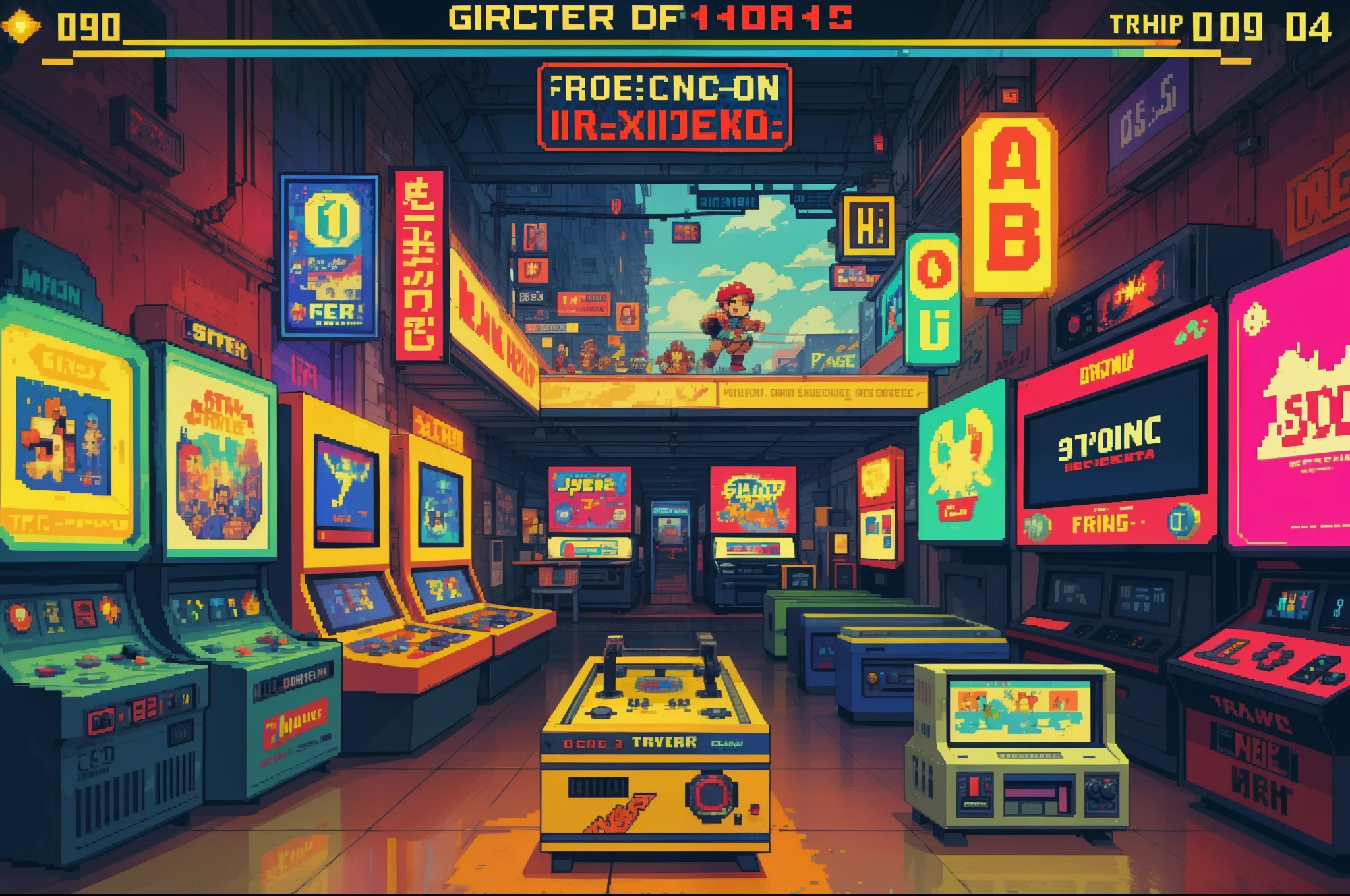 retro game, 8-bit graphics, classic pixel art, vintage video game vibes, HDR color palette, nostalgic soundtrack, old-school arcade joystick, arcade cabinet, animated pixel characters, game over screen with pixelated text, high score leaderboard, platformer level design, pixelated clouds in the background, detailed character animations, vibrant neon colors, side-scrolling gameplay, 2D platforming challenges, classic power-ups and upgrades, collectible coins and bonuses, explosive pixel art effects ,retro game controller design, warp pipes and secret levels, retro game console with cartridge, label drawn by hand, classic game mechanics, running and jumping, retro-themed UI and menus, enemy creatures with unique behaviors, retro game inspired fonts, gameplay hints for players, different game worlds to explore, endless gameplay replayability, high contrast, intricate details, volumetric lighting , (dynamic composition:1.2), highly detailed, colorful details, ( iridescent colors:1.2), (glowing lighting, atmospheric lighting), dreamy, magical, (solo), lens flare, (colorful:1.0), Cinematic light, high-res, sharp focus, smooth, colorful light, particles, (rainbow colors schemes), 