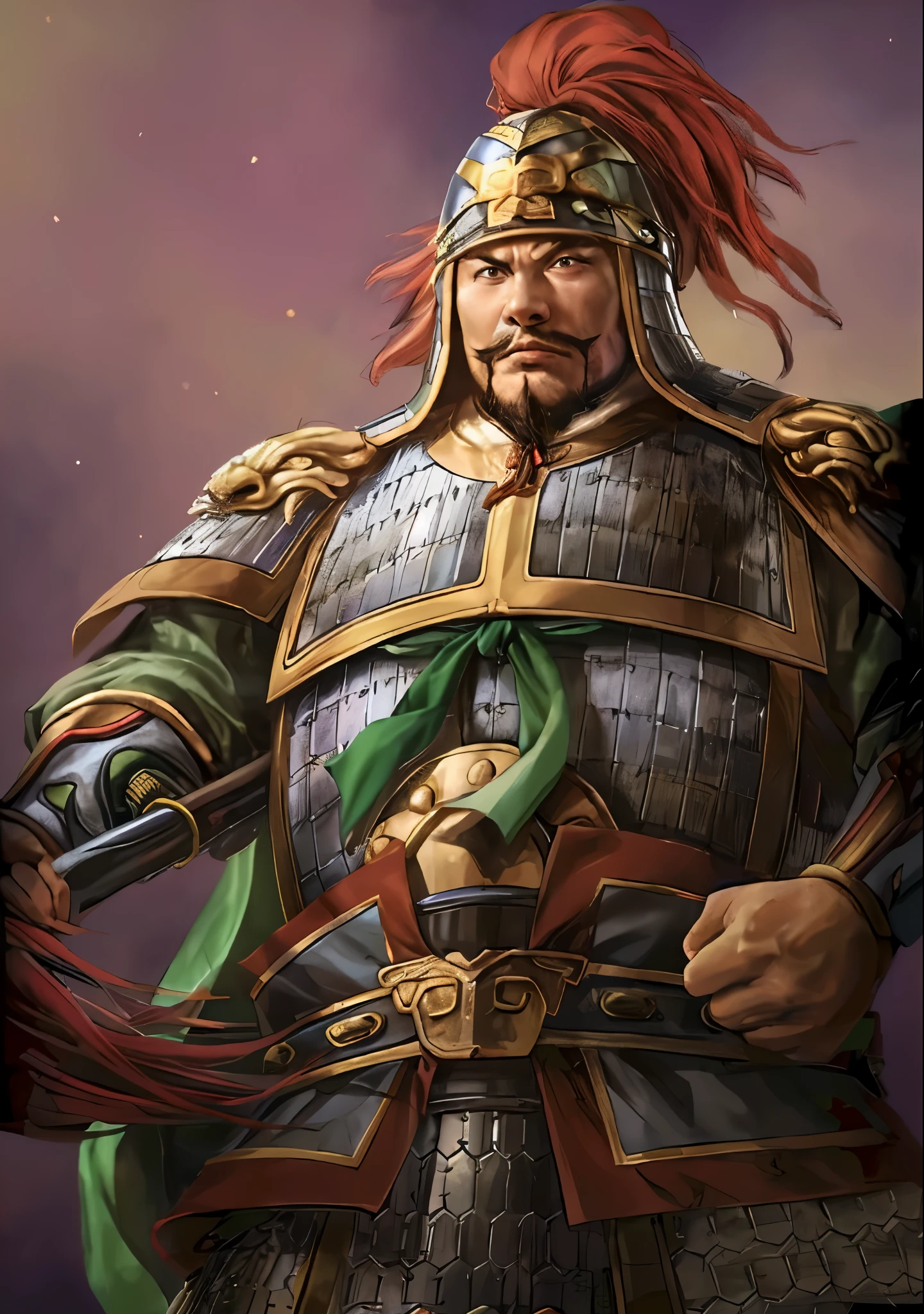 one wearing armor、Close-up of man holding sword, Guan yu, bian lian, , photo of , feng shu, Inspired by Li Kan, Mongol, Inspired by Hu Zaobin, hua cheng, Yang Qi, Inspired by Huang Shen, Chinese warrior, Inspired by Wu Bin, zhao yun, liang xing