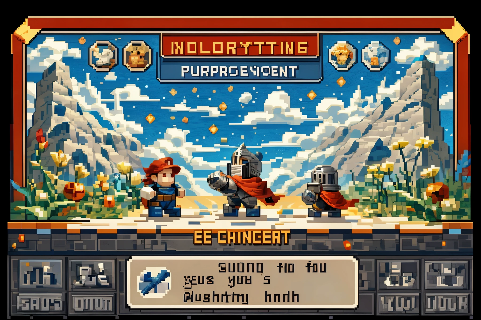 anthro(wolf), (gray-black fur:1.5), white beard, (((knight costume, long red cherry cloak))), by takemoto arashi, by kamyuel, by milkytiger1145, by 96panda, ((pixel art:1.5)), pixelated, solid color, (chibi:1.2), winner artwork, highres, cinematic shadow, (detailed background), User Interface of open world game, third person perspective, mmorpg, retro games, dots game, pixel art, dungeon, Crisis, (dynamic pose:1.6), assorted expression, full body, retro games, mario style game, medieval fantasy game, a game console from the 80s, a pixelated world,an adventurous hero with a sword a colorful and vibrant palette, high score challenge,retro game level design,immersive retro game environment
