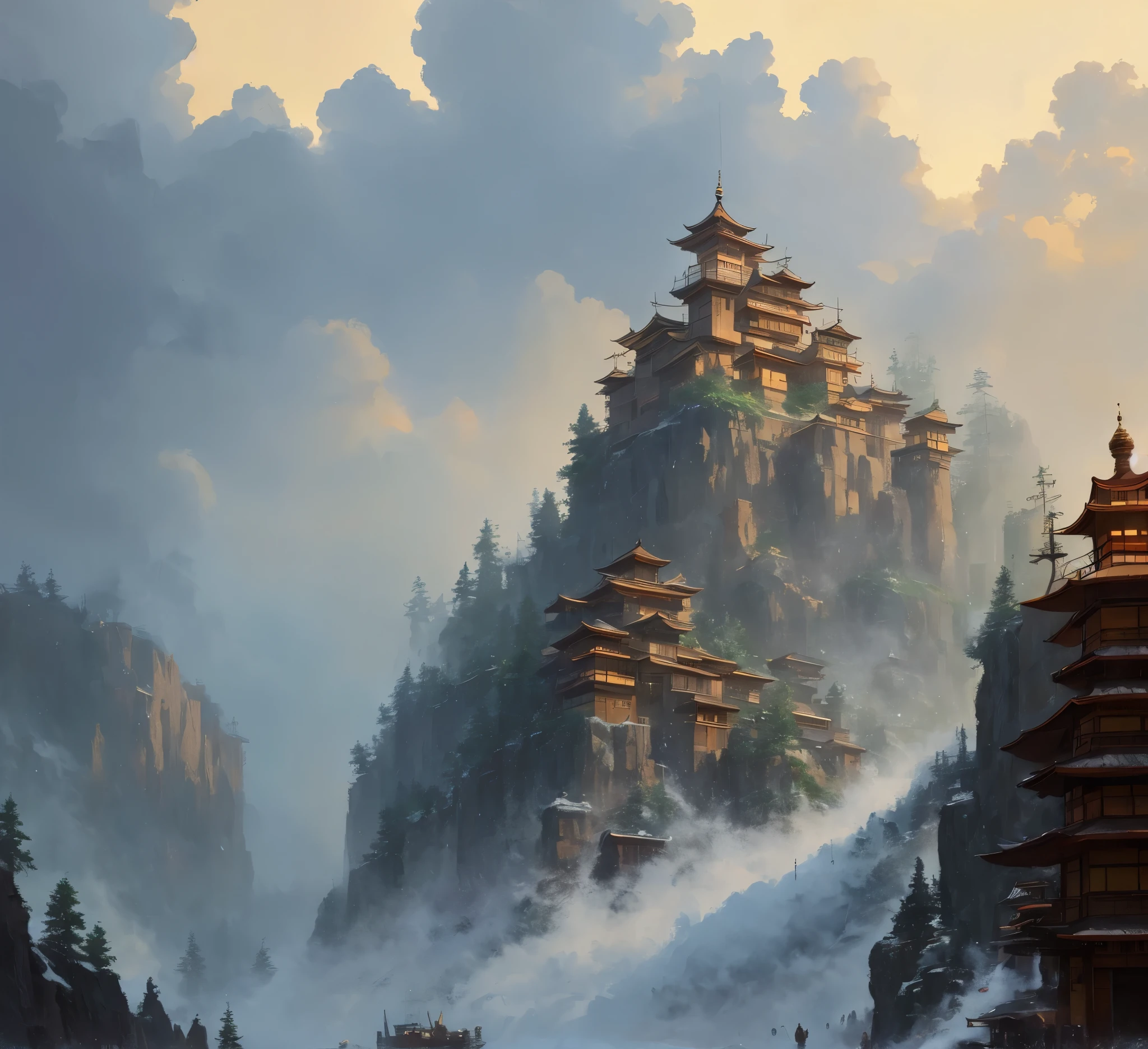 (чрезвычайно детализированные обои CG unity 8k), A full photo of the most beautiful works of the Japanese ramen store, snowfall, meal, steam, nostalgia, professional majestic oil painting by Ed Blinky, These Geylana, Studio Ghibli, Jeremy Manna, Greg Manchess, Antonio Moro, popular on ArtStation, trending on CGSociety, Complex, higly detailed, sharp focus, Dramatic, photorealistic painting drawing by Midjourney and Greg Rutkowski