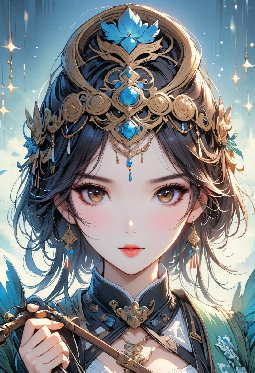 best quality, work, (actual: 1,2), 1 girl, brown hair, brown eyes, front, Detailed face, beautiful eyes