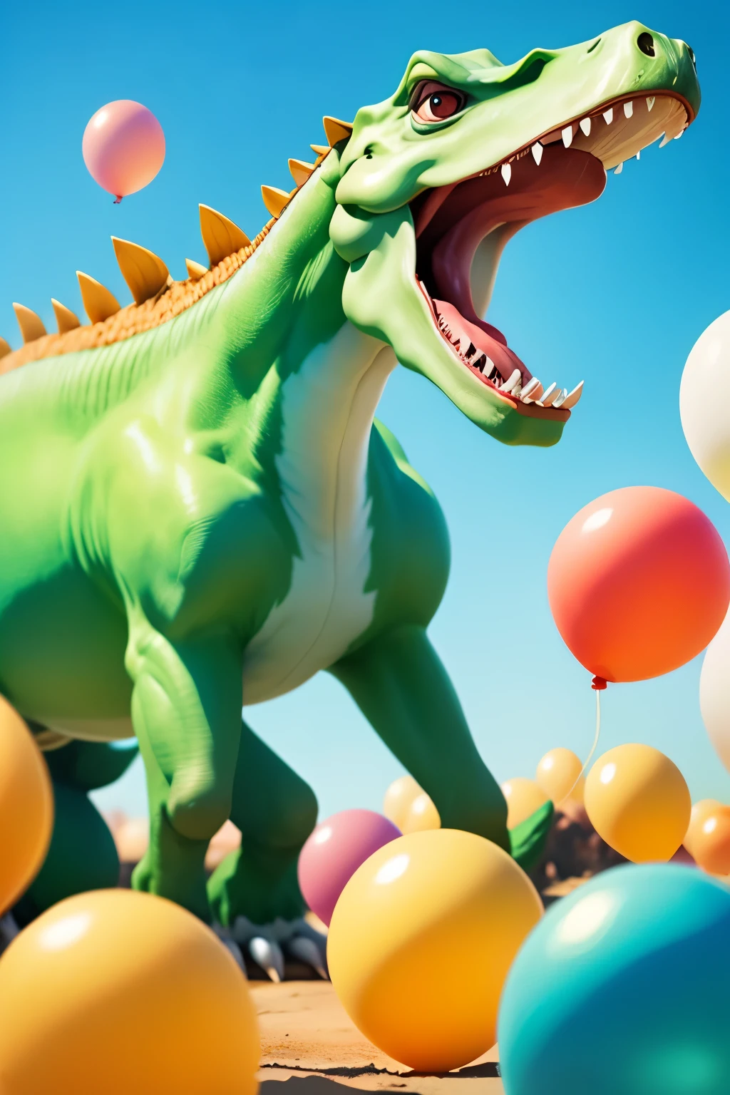 brontosaurio con globos
