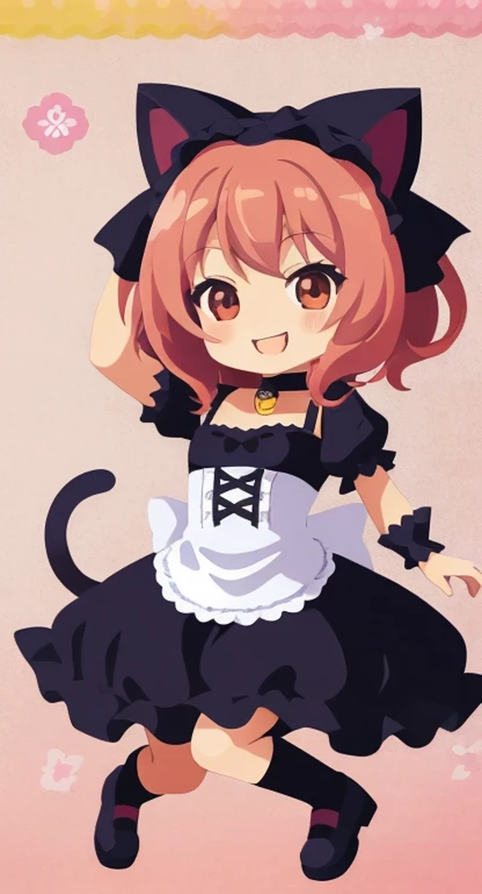 ((Chibi character)), ((anime style)), ((Gothic Lolita Cat Girl)),
Masterpiece, ((highres)), ((ultra-detailed)),
1:1 style, (((chibi))), (((cute smile))),
Jumping and having fun,
Obra maestra, ((extremely detailed)),,
Mujer chibi, ((Gothic Lolita Cat Girl)),,
Anime style,
Bellas artes, ((ultra alta calidad)),,
Personaje chibi, ((smile adorable)),,
Saltando y divertida,
Masterpiece, ((alta resolu