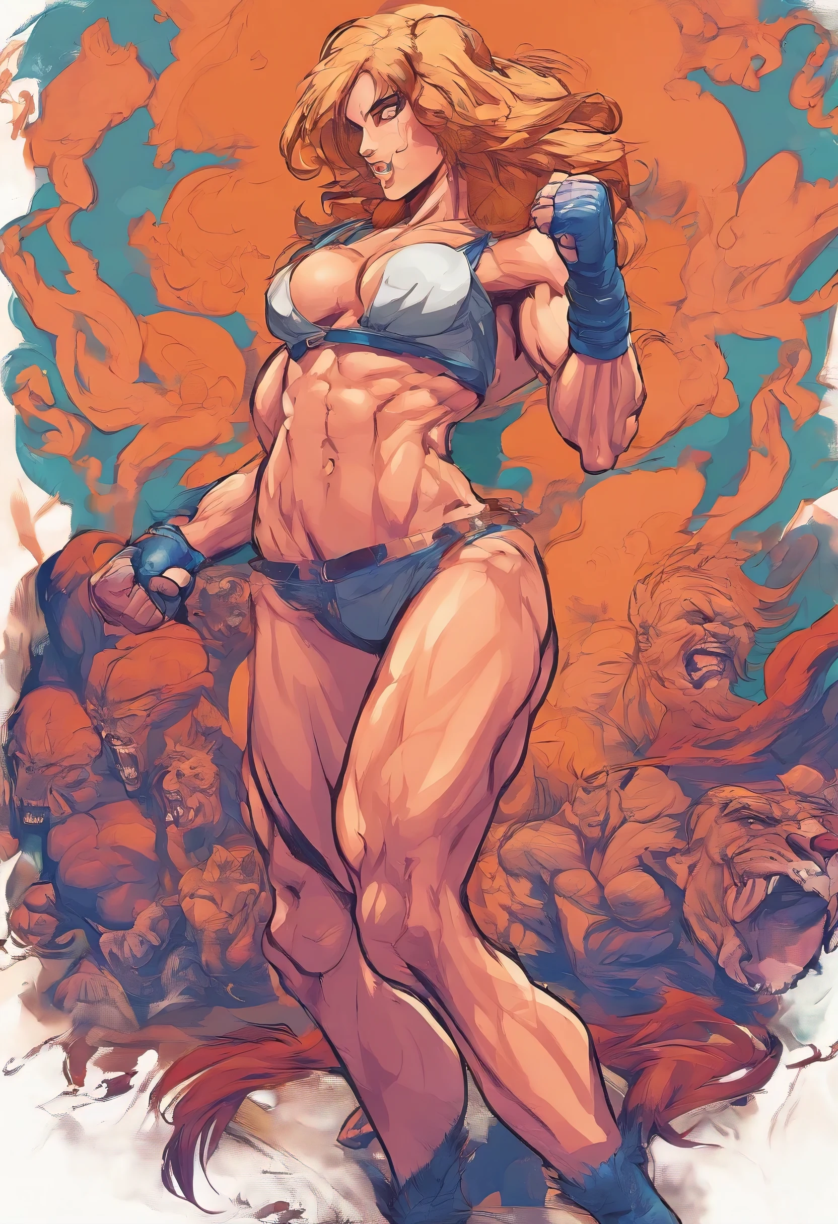 Naked muscle woman
