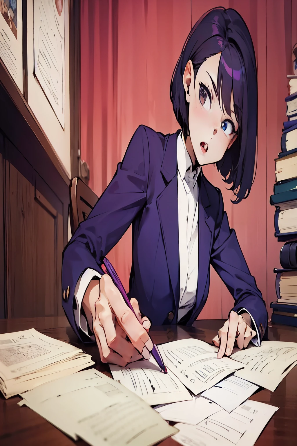 join in surprise,half-open mouth expression