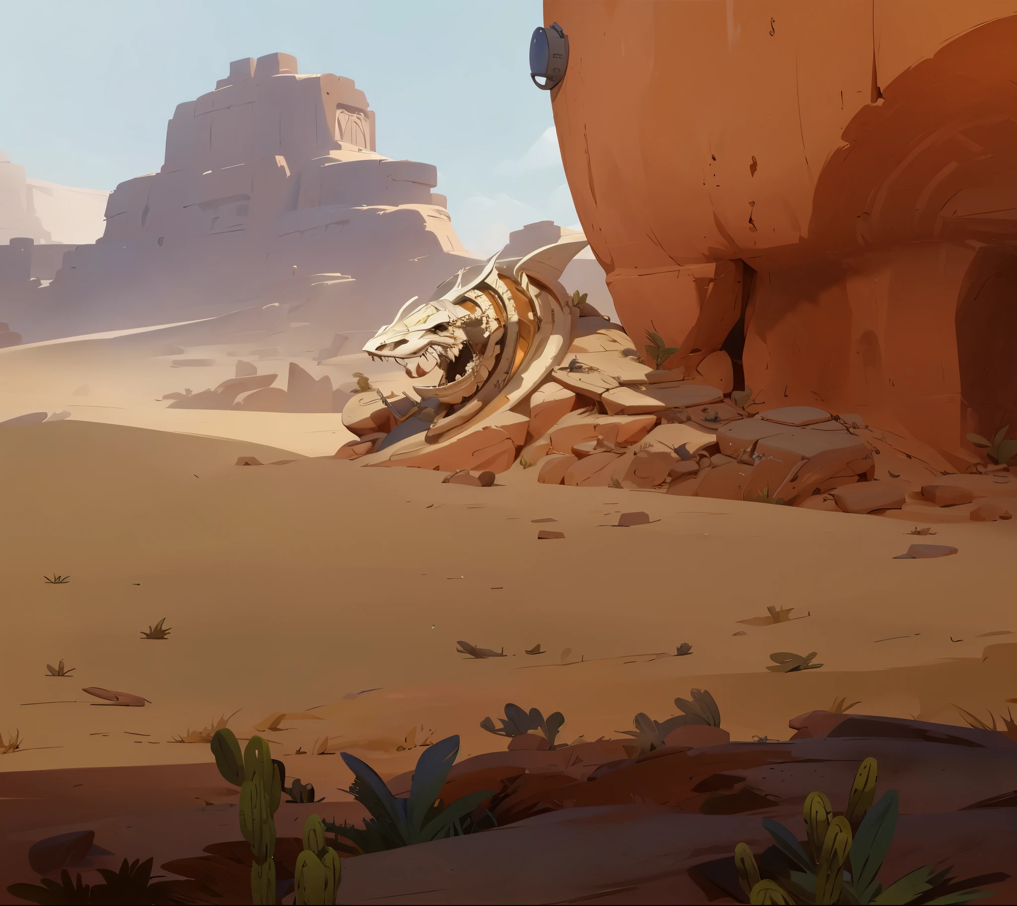 there is a cartoon picture of a desert with a horse, painted as a game concept art, stylized concept art, detailed game art, an undead desert lich pharaoh, desert environment, sand and desert environment, desert valley of bones, detailed game art illustration, sand desert fantasy, somewhere in sands of the desert, mobile game art, game concept art, indie game concept art