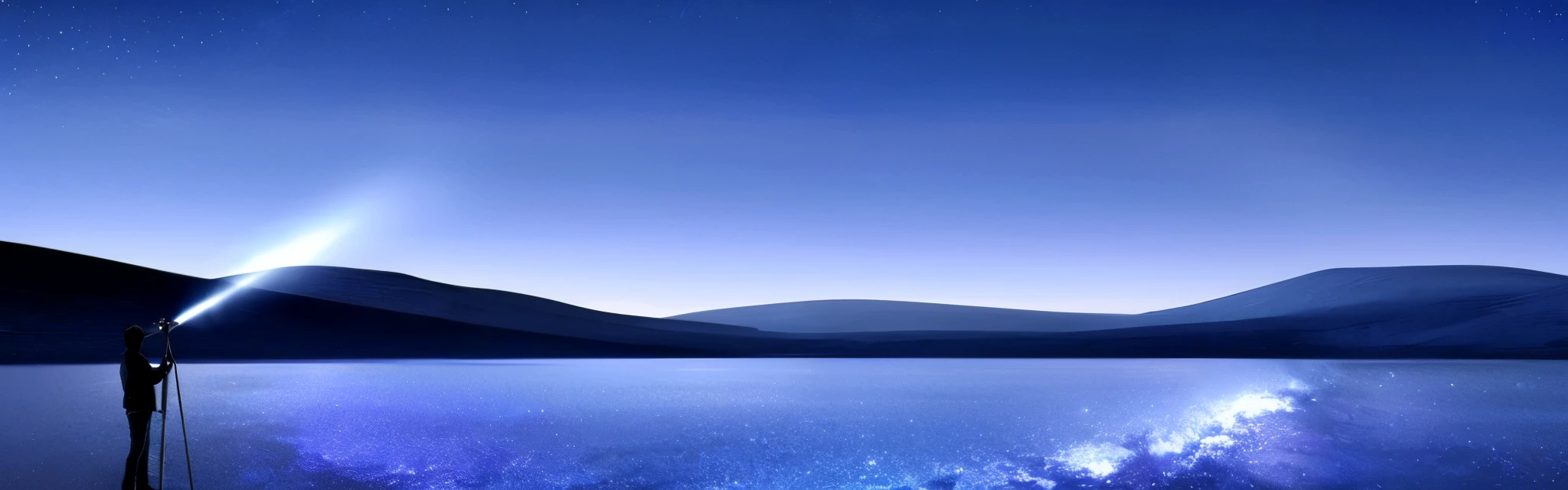 starry night sky,A man stands on the pier, peaceful scenery, Tranquil and vast scenery, monitor wallpaper, landscape wallpaper, lake background, magnificent background, Windows XP background, in a vast peaceful scenery, in a peaceful scenery, modern desktop wallpaper, beautiful lake background, Detailed Landscape—Width 672, phone wallpaper, water view, Simple wallpaper, minimal background