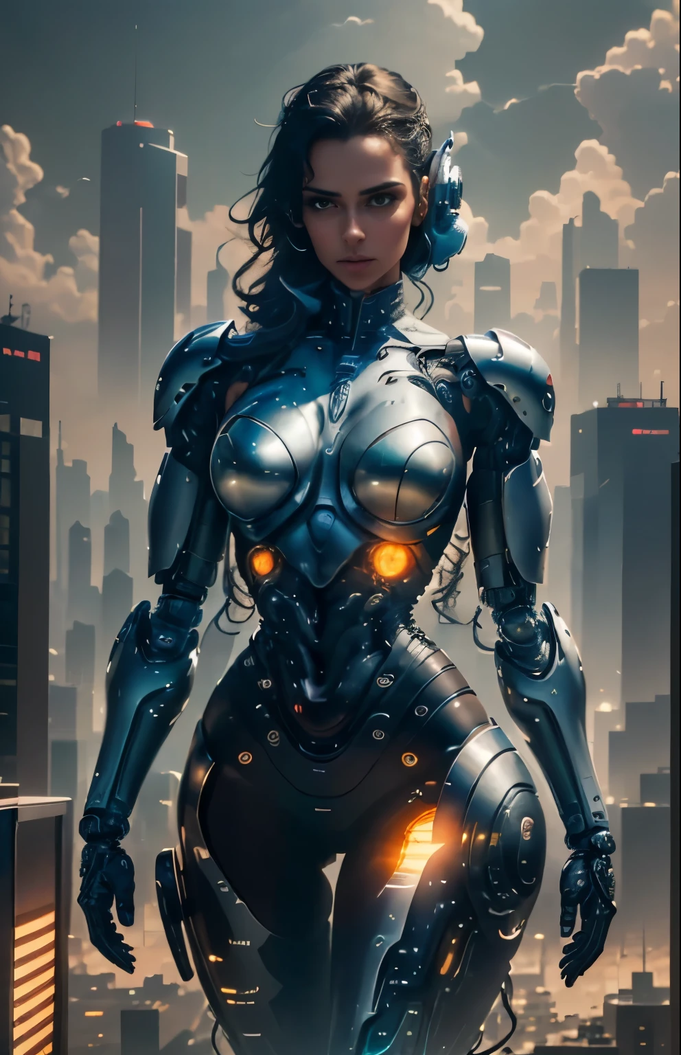 (megan fox), Cinematic, hyper-detailed, and insanely detailed, this artwork captures the essence of a muscular cyborg girl. Beautiful color grading, enhancing the overall cinematic feel. Unreal Engine brings her anatomic cybernetic muscle suit to life, appearing even more mesmerizing. With the use of depth of field (DOF), every detail is focused and accentuated, drawing attention to her eyes and the intricate design of the anatomic cybernetic muscle suit . The image resolution is at its peak, utilizing super-resolution technology to ensure every pixel is perfect. Cinematic lighting enhances her aura, while anti-aliasing techniques like FXAA and TXAA keep the edges smooth and clean. Adding realism to the anatomic cybernetic muscle suit, RTX technology enables ray tracing. Additionally, SSAO (Screen Space Ambient Occlusion) gives depth and realism to the scene, the girl's anatomic cybernetic muscle suit become even more convincing. In the post-processing and post-production stages, tone mapping enhances the colors, creating a captivating visual experience. The integration of CGI (Computer-Generated Imagery) and VFX (Visual Effect brings out the anatomic cybernetic muscle suit's intricate features in a seamless manner. SFX (Sound Effects) complement the visual artistry, immersing the viewer further into this fantastic world. The level of detail is awe-inspiring, with intricate elements meticulously crafted, the artwork hyper maximalist and hyper-realistic. Volumetric effects add depth and dimension, and the photorealism is unparalleled. The image is rendered in 8K resolution, ensuring super-detailed visuals. The volumetric lightning adds a touch of magic, highlighting her beauty and the aura of her anatomic cybernetic muscle suit in an otherworldly way. High Dynamic Range (HDR) technology makes the colors pop, adding richness to the overall composition. Ultimately, this artwork presents an unreal portrayal of a super muscled cyborg girl