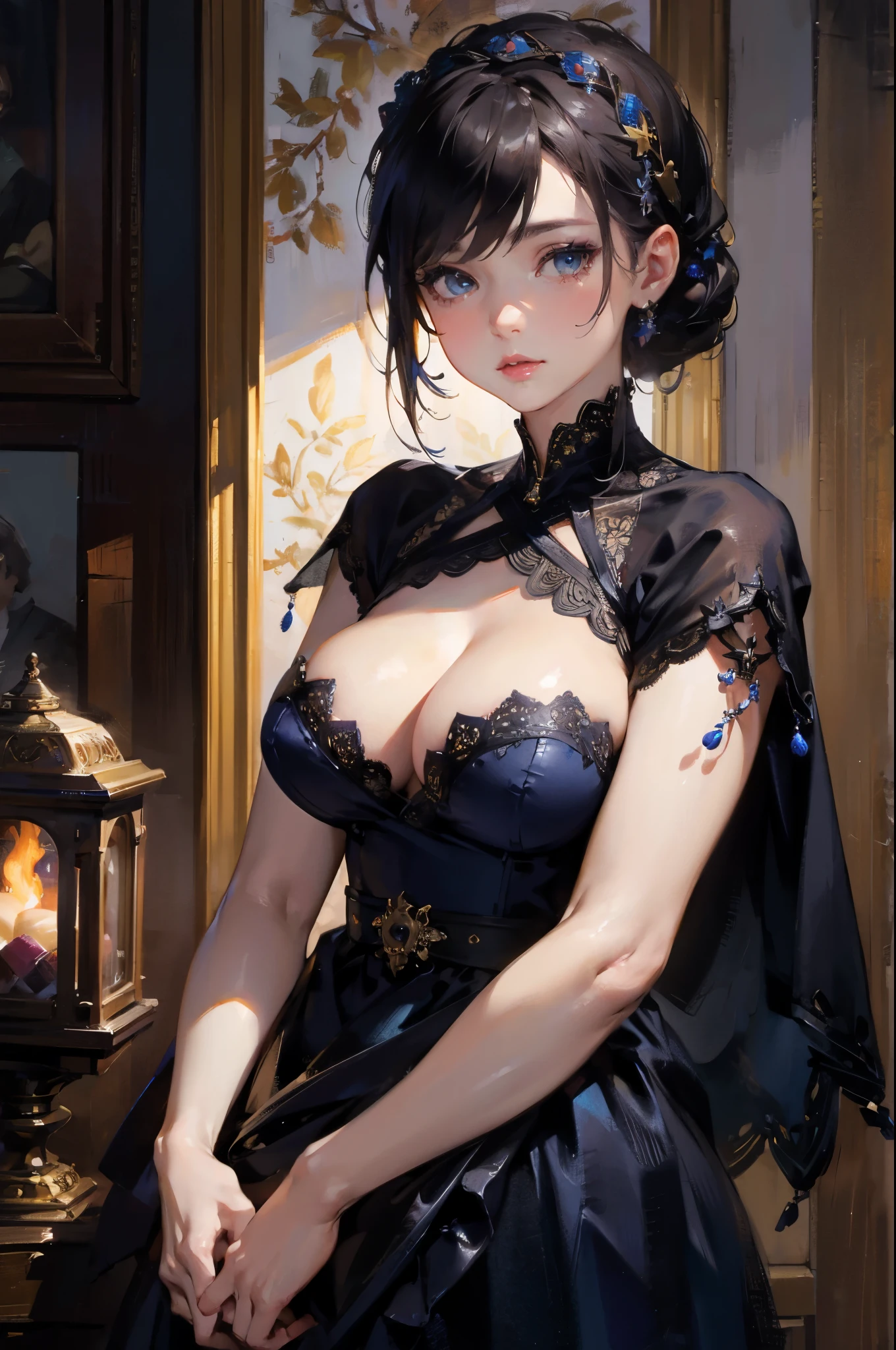 beast quality, masterpiece (Big breasts) Delicate skin texture, Detailed cloth texture, Detailed face, Super details, 8K, intricate details, 1 girl