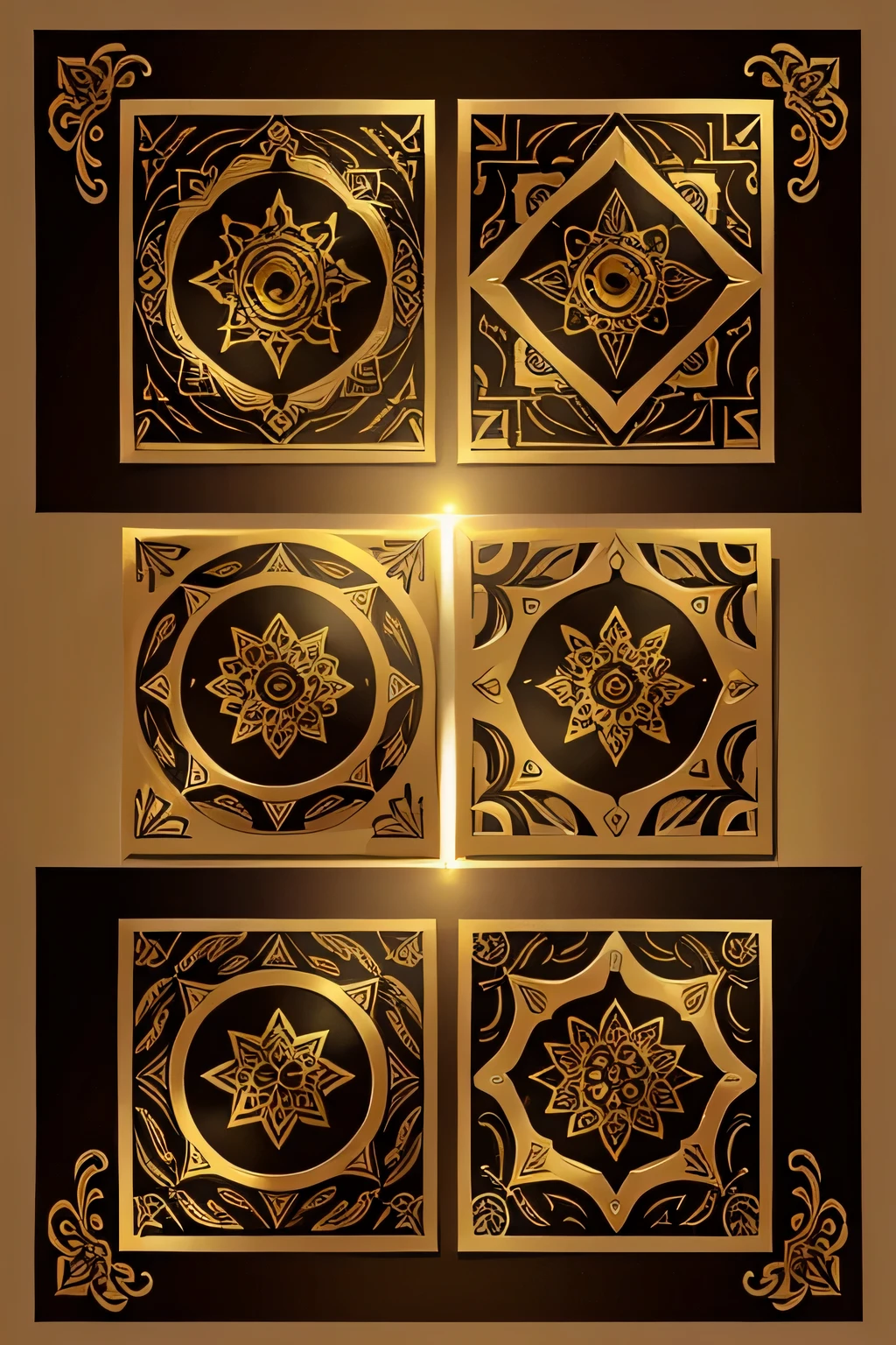 ancient india decorative vector designs art golden color horizontal border indus civilization seals