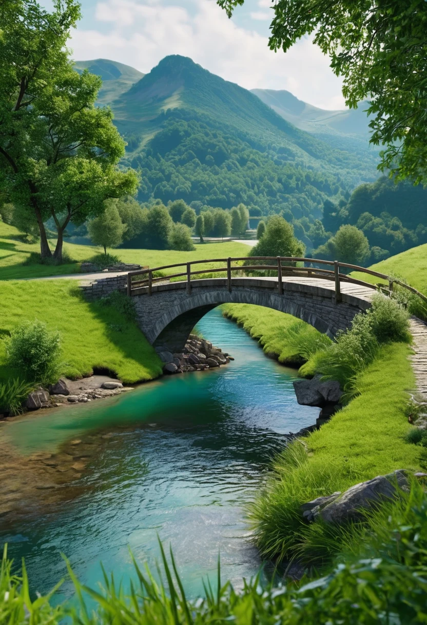 1 selection of landscape with bridge, 8k image