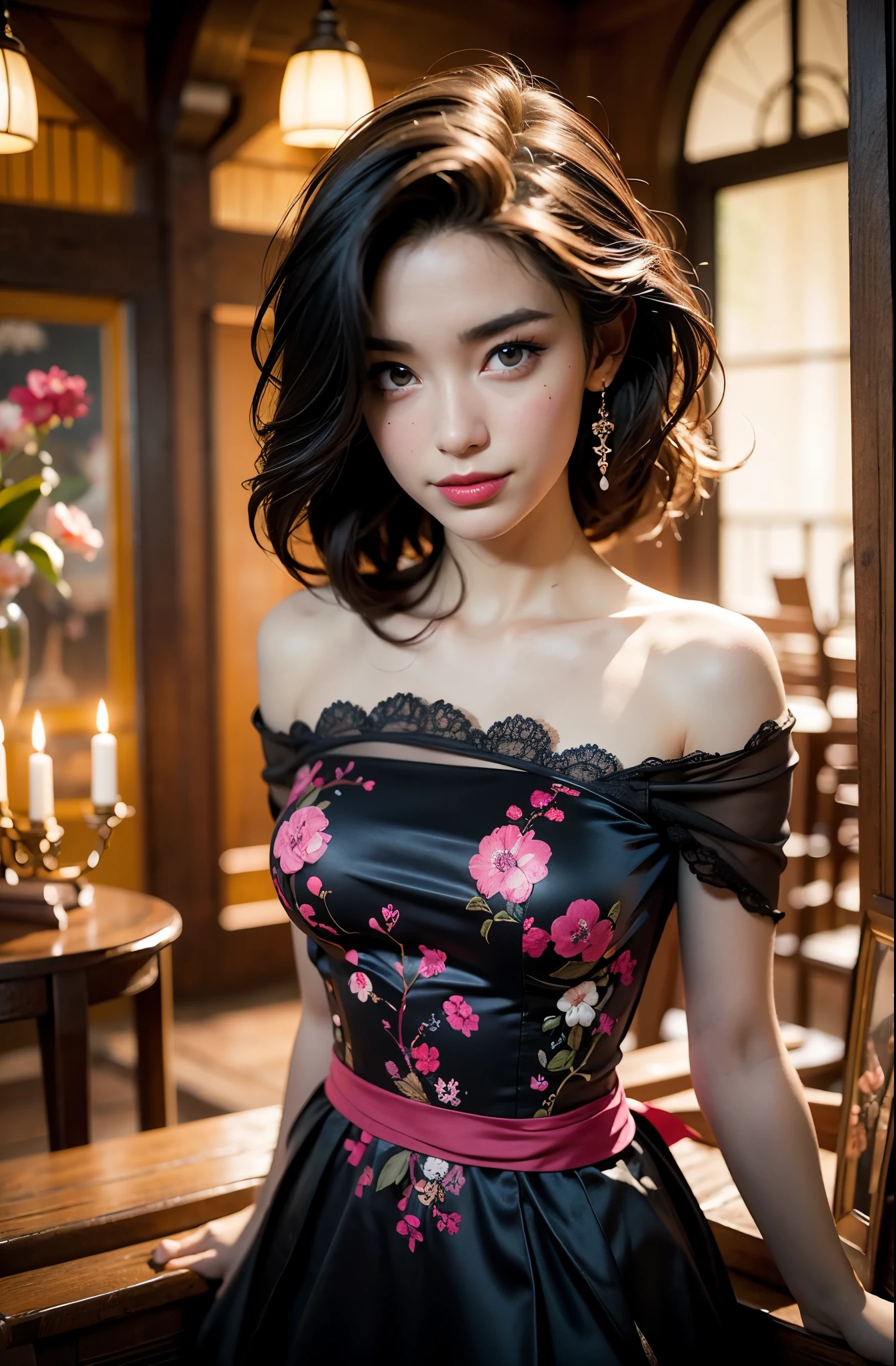 pink dress, smile, highres,sharp focus,(ultra detailed,extremely detailed),(photorealistic artwork:1.37),(extremely detailed CG unity 8k wallpaper),(((vibrant colors,vibrant theme))),(intricate),(masterpiece),(best quality),artistic photography,(photography taken by sldr),(intricate background),perfect rendered face,perfect face details,realistic face,photo realistic,analog style,((intricate detail)),(((realism))), her pet