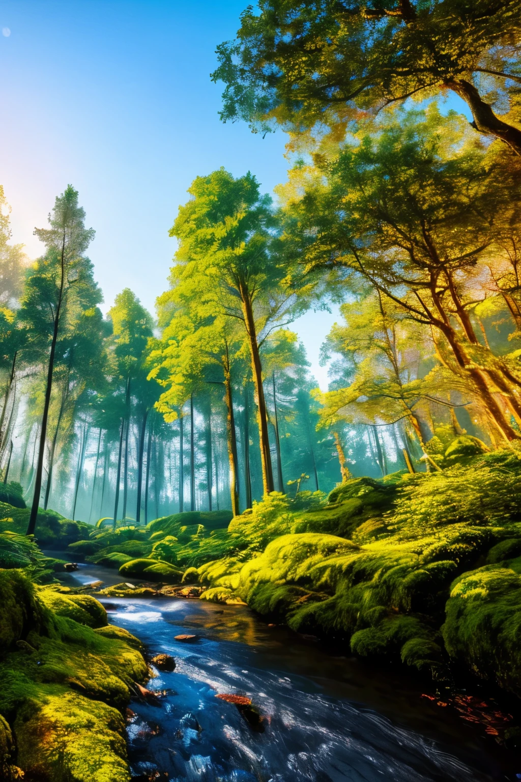 Image illustrating the enchanted forest's atmosphere in exquisite detail. Witness the dense foliage of towering trees adorned with vibrant, emerald leaves. Feel the mysterious energy as the leaves rustle softly in the gentle breeze, accompanied by quiet squirrels scampering about. Observe a floating parchment descending gracefully onto the bed of moss, shimmering in the dappled sunlight. 

This masterpiece, meticulously crafted, showcases the best quality graphics with extremely detailed CG unity 8k wallpaper. The enchanting scenery is set outdoors, with the sky painted a captivating blue and the forest