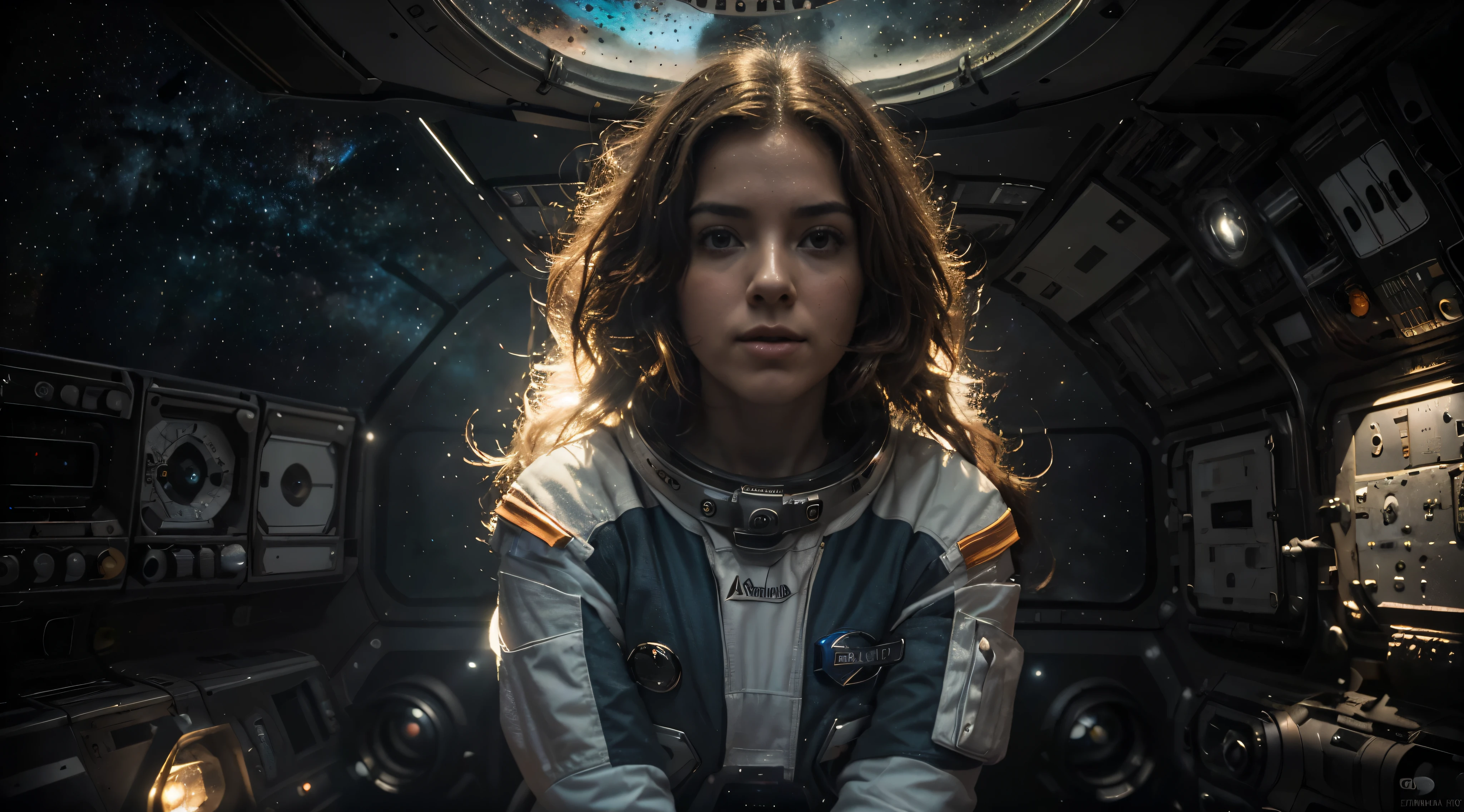 Toma de la astronauta a distancia, ((retrato de cuerpo completo)), ((toma de camara desde atras de la mujer)), a beautiful 24 year old brunette woman, ((In a spacesuit inside a space station)), ((se ve ingravida dentro de la nave espacial)), pelo largo flotando en el interior de la nave espacial, Cabello a la deriva en gravedad cero., piernas abiertas, frente al espectador, View of dark outer space and planet Earth in the window of the space station, ((vistiendo traje espacial ajustado de color rojo y balnco)), 4k extremadamente fotorrealista, uhd 4k altamente Detallado, ((ethereal lighting, ultra high resolution.fotorrealista:.1.4, (high detallado skin:1.2), 8k hd, digital slr camera, alta calidad, film grain, Fujifilm XT3,(obra maestra) (Mejor calidad) (detallado) (cinematic lighting) (sharp focus) (intrincado)