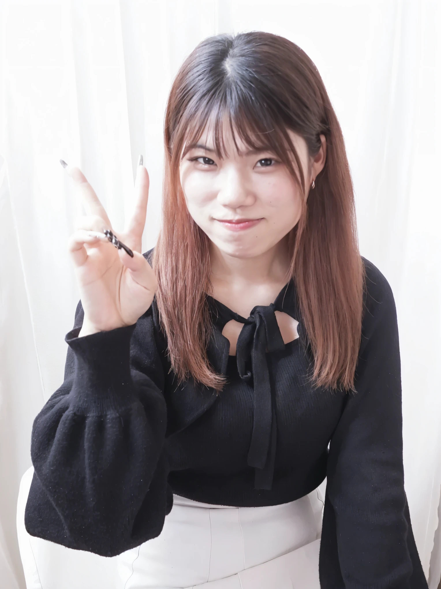 there is a woman that is posing for a picture with a cigarette, chiho, with index finger, taken with canon 8 0 d, harumi, Yoshitomo Nara, taken with canon eos 5 d, taken with canon eos 5 d mark iv, shikamimi, narumi kakinouchi, aoshima chiho
