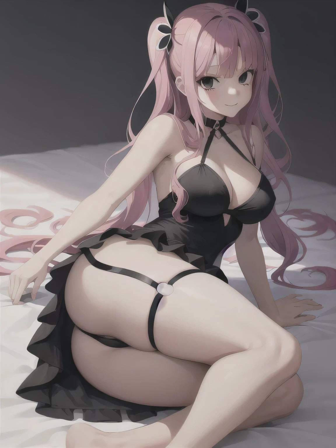 anime girl in black lingerie sitting on a bed with a red headboard, seductive anime girl, anime girl with skirt, anime girl showing her ass, beautiful alluring anime woman, attractive anime girl, anime girl, oppai, an anime girl, anime woman, female anime character, beautiful alluring anime teen, beautiful anime woman, anime character, beautiful anime girl, (anime girl), sultry smirk