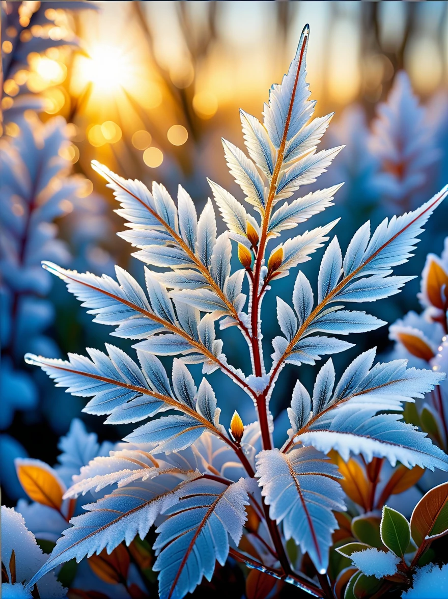 lighting art,Best quality, Masterpiece
Macro photography,glowing ice crystals Leaves and Flowers, glowing snow, patterns,rich details,selective focus,depth of field,blur, Bokeh,32K,
,National Geographic Magazine Style,High definition, ultra-high resolution, macro photography,rim lighting, fluffy light