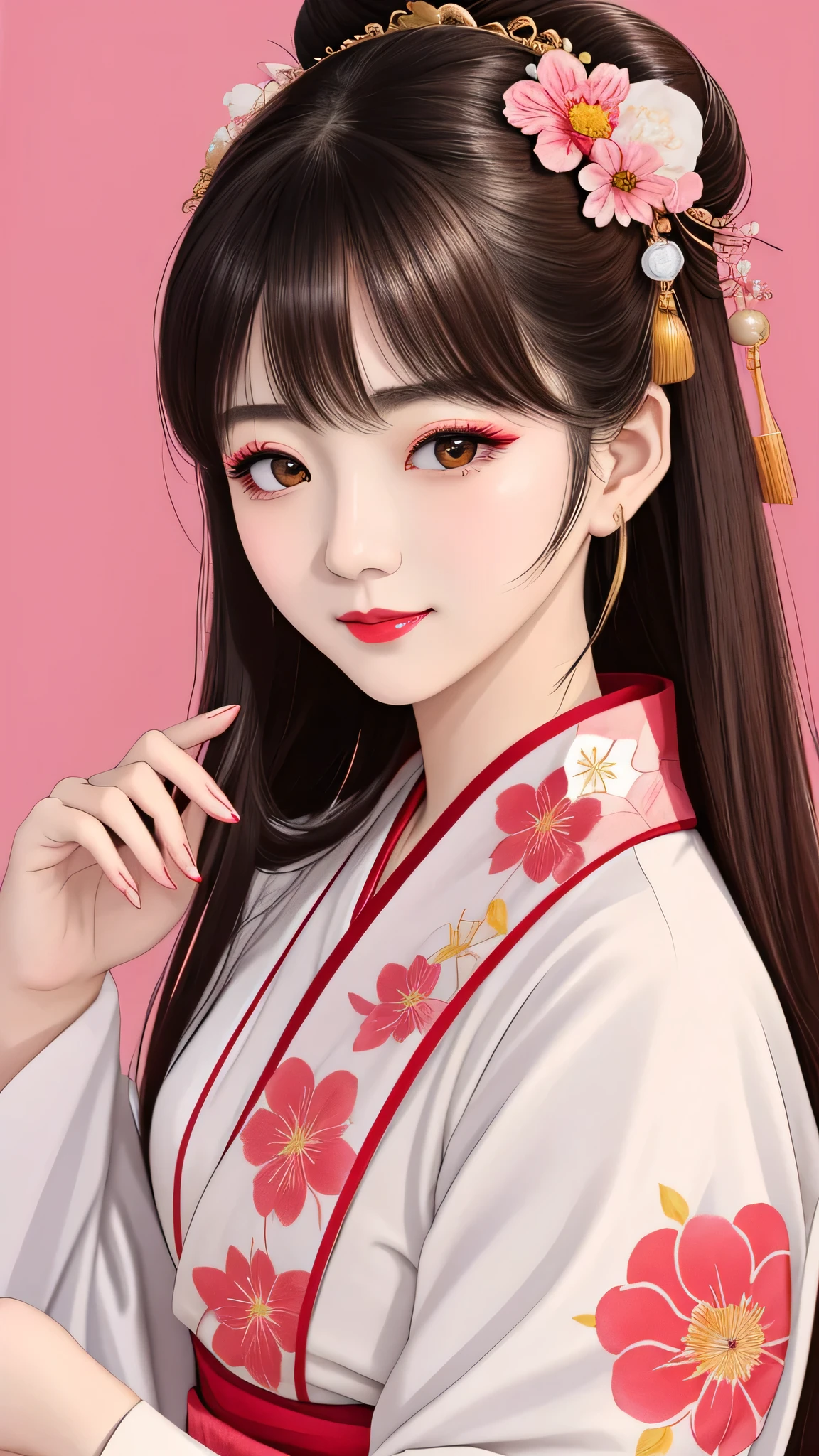 Standing back to back, I close my eyes in shame、Each has a different expression2People and sisters、(2 girls)、⦅Dancing traditional performing arts gracefully)、((big breasts、small face、not exposed))、highest quality、masterpiece、(black hair、Bun Hair)、brown eyes、⦅wide angle、Angle from above, from the waist up、A dynamic pause on a magazine cover、Each person has a different perspective when looking into the distance⦆、(8K high quality、masterpiece、High resolution、Realistic and beautiful light and shadow、(highest quality)、(high resolution)、(very delicate and beautiful)、(beautiful 8k face)、(Close your eyes while smiling、beautiful eyes)、(Transparent skin)、(soft hair)、(8head and body)、(Japanese-style yukata kimono with pink and orange floral patterns on a white background, mixed with gold powder、wearing a yukata2Japanese beautiful girl)、((tanabata decoration background))、((small face))、(arms up)、thin and small nose、(red lipstick)、(make cheeks red)、(Glossy skin)、((Ink painting style))、extremely thin eyebrows、Overall super high quality、(She wears maiko-style makeup)、Whitening、long and beautiful eyelashes、Glossy skin、(red cheeks),straight nose、masterpiece、highest quality、whole body、 eyebrows visible through hair、Bun Hair、grin、gal、Kogal、Fashionable、woman、fine、Pause、
Waiting to start