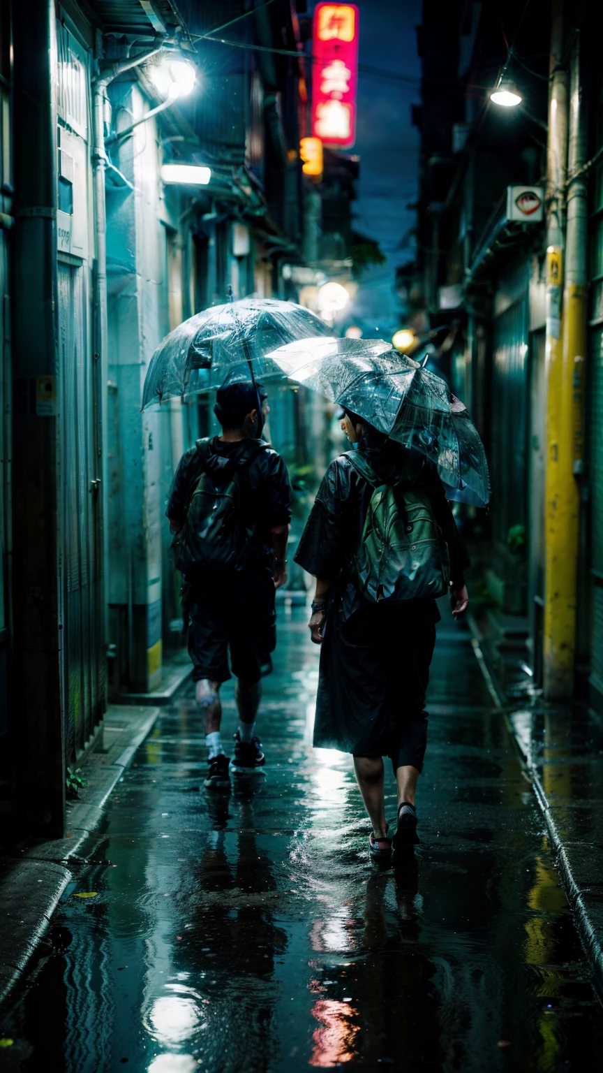  fundo ciberpunk, pessoas andando, a noite, fotografia moderna, chuva, trades, Japan, kioto, futurista, lente 15mm, reflecting floor