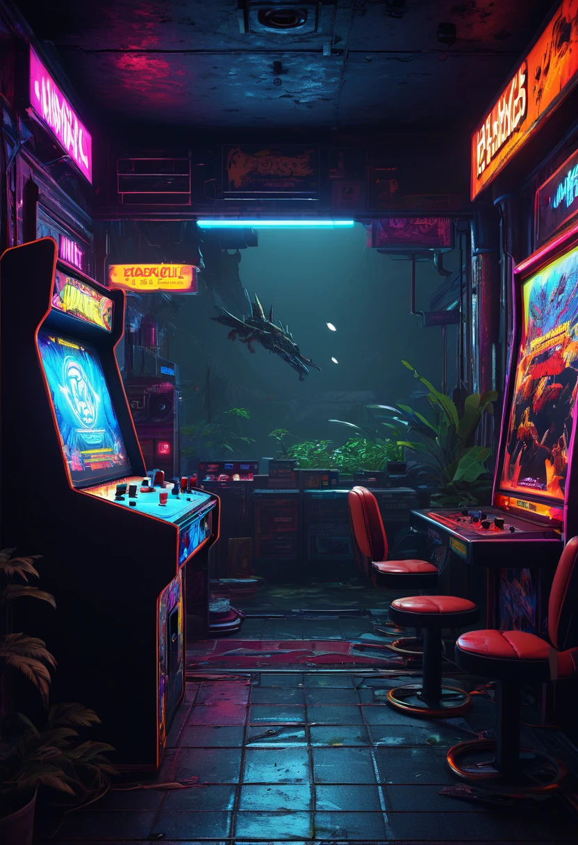 best quality,4k,8k,highres,masterpiece:1.2,ultra-detailed,realistic:1.37,horror,sci-fi,80s arcade game,Predator,pixelated gameplay,2 player,Uzi machine gun controllers,retro style,terrifying atmosphere,dark and gloomy setting,pulsating suspense,alien creatures,violent action,intricate level design,explosive special effects,fast-paced gameplay,high score competition,exciting boss battles,glowing neon signs,flickering arcade cabinets,arcade sounds and music,high intensity gameplay,thrilling jump scares,hunting survival,innovative power-ups,endless replayability,competitive multiplayer,retro gaming experience,distorted and glitchy graphics,player customization options,immersive gameplay mechanics,split-screen multiplayer,pixel art animations
