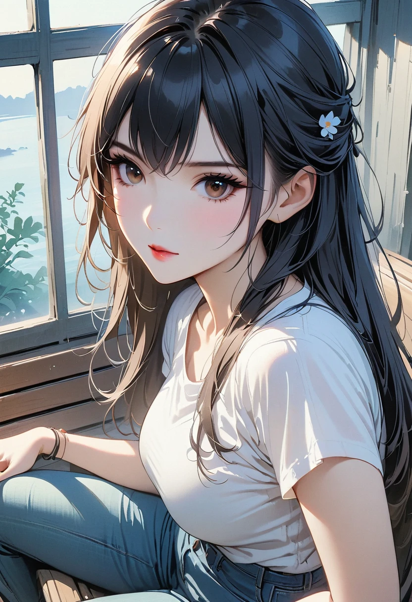 (8K, original photo, masterpiece:1.3), (actual, photo-actual:1.37), (night), (looking at the audience:1.331), (white hair), pose, Tokyo Street, nightcityscape, Cyberpunk City, soft light, 1 girl, extremely beautiful face, broken to pieces, hands down, Random hairstyle, random expression, big eyes, lower abdomen, (short sleeves .Jie Kang_shirt), Jie Kang_style, (dark blue Jie Kang_skirt), (bow Jie Kang_tie), Mix 4., best quality