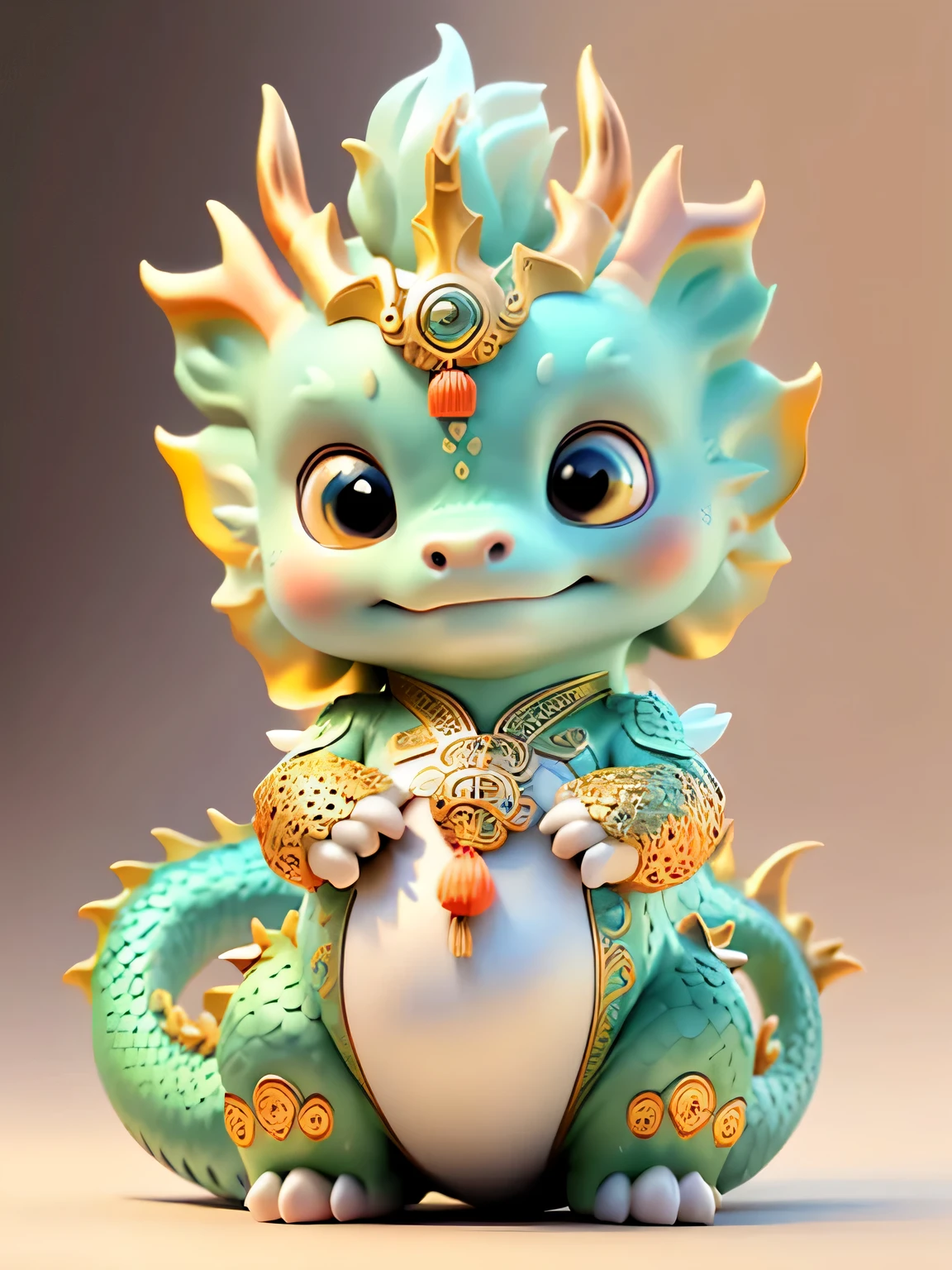 chinesedragon，The background is casual，The picture quality is delicate，k hd，Very amiable expression，baby water dragon